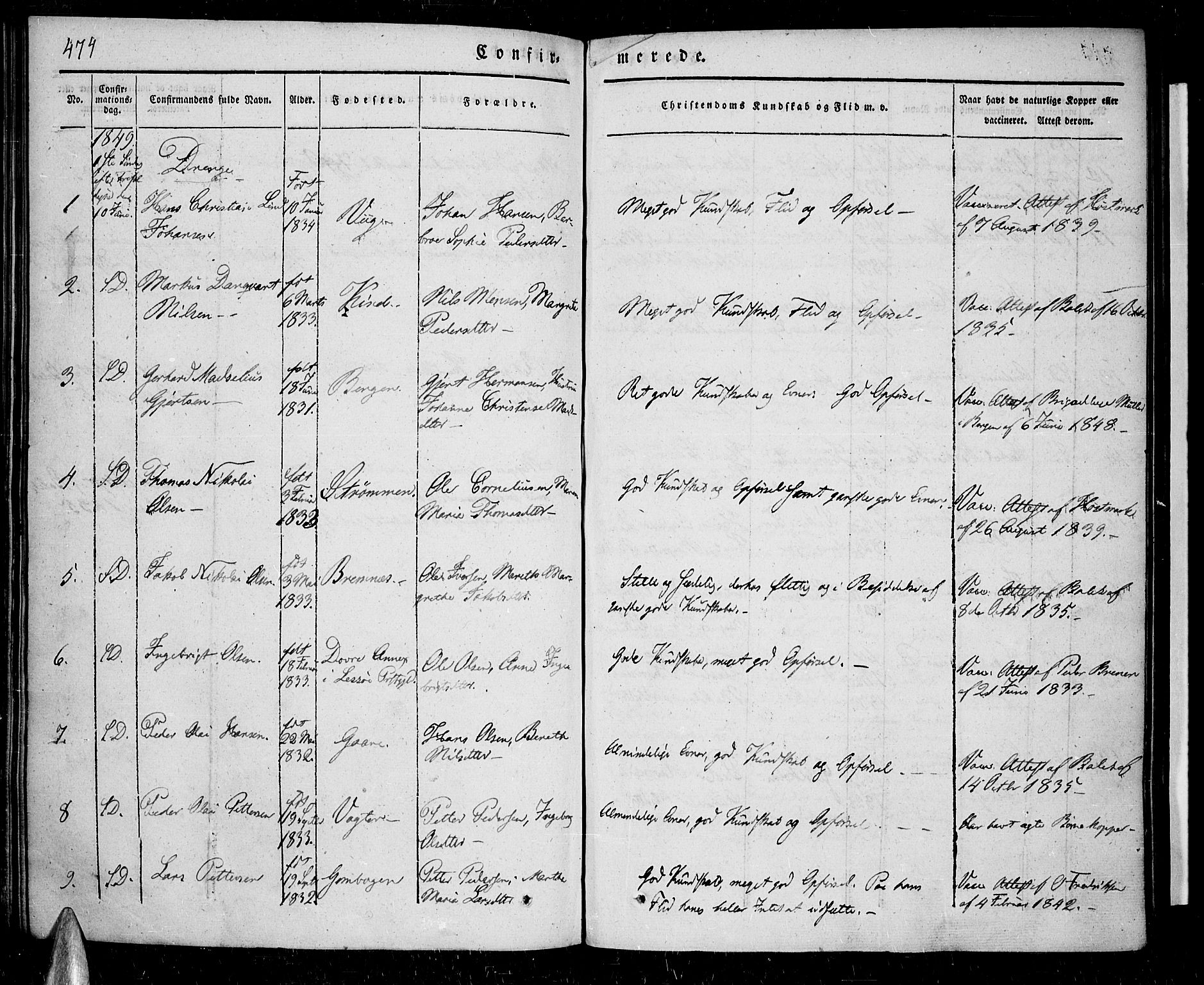 Kvæfjord sokneprestkontor, SATØ/S-1323/G/Ga/Gaa/L0003kirke: Parish register (official) no. 3, 1830-1857, p. 474
