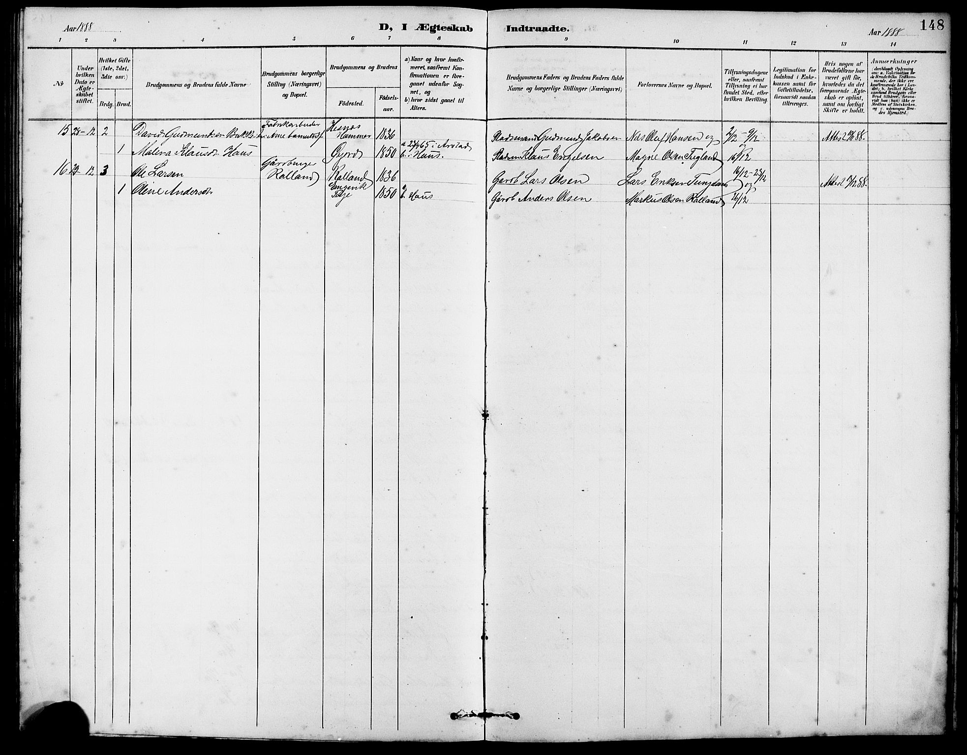 Arna Sokneprestembete, SAB/A-74001/H/Ha/Hab: Parish register (copy) no. A 3, 1887-1897, p. 148