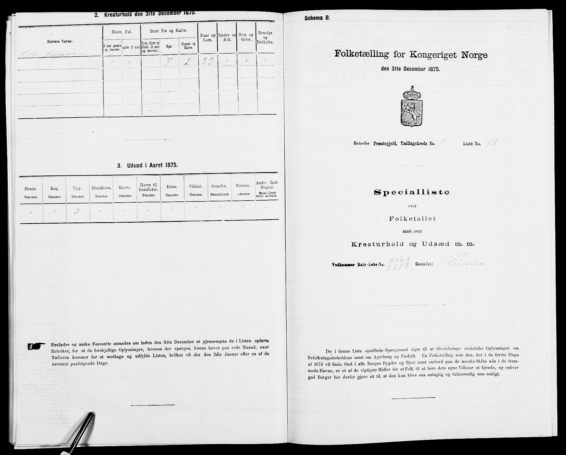 SAK, 1875 census for 0933P Herefoss, 1875, p. 102