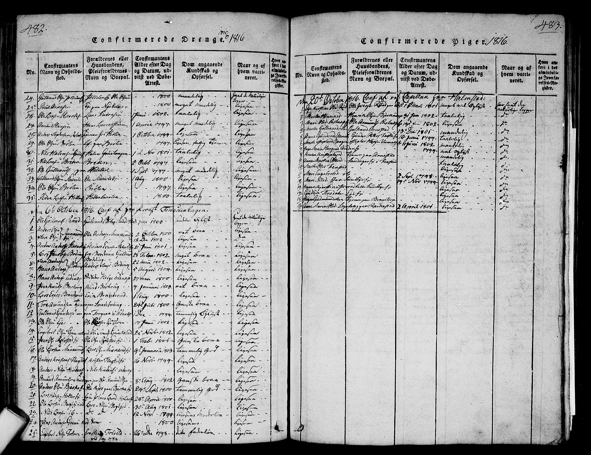 Nes prestekontor Kirkebøker, SAO/A-10410/G/Ga/L0001: Parish register (copy) no. I 1, 1815-1835, p. 482-483