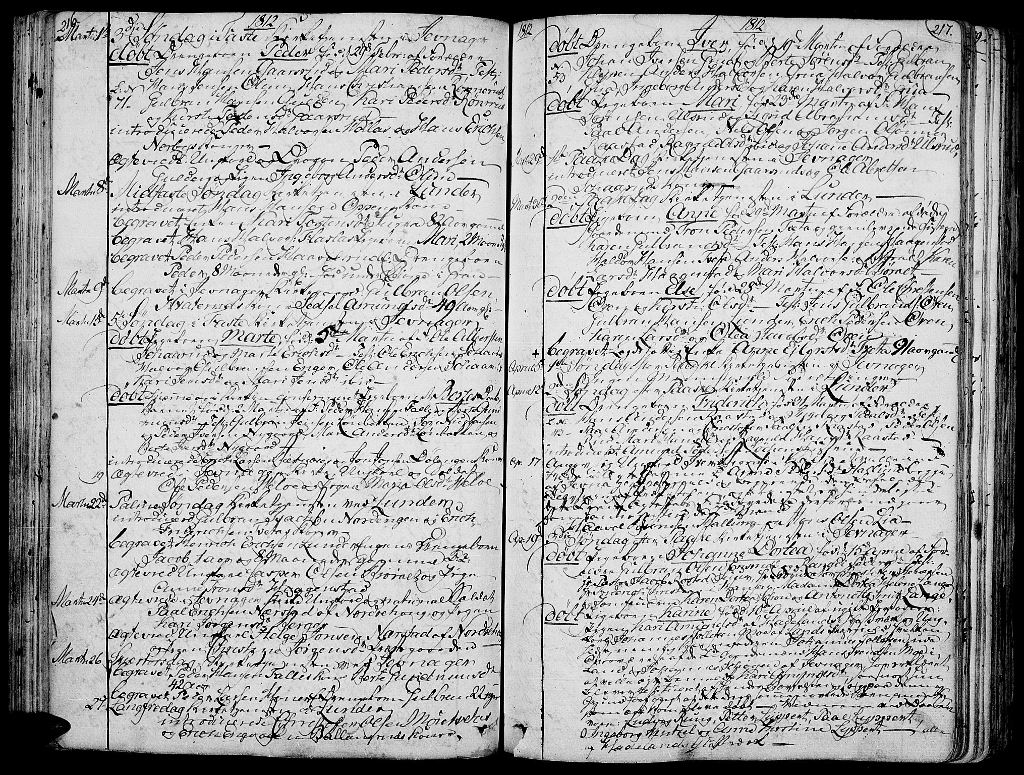 Jevnaker prestekontor, AV/SAH-PREST-116/H/Ha/Haa/L0004: Parish register (official) no. 4, 1800-1861, p. 216-217