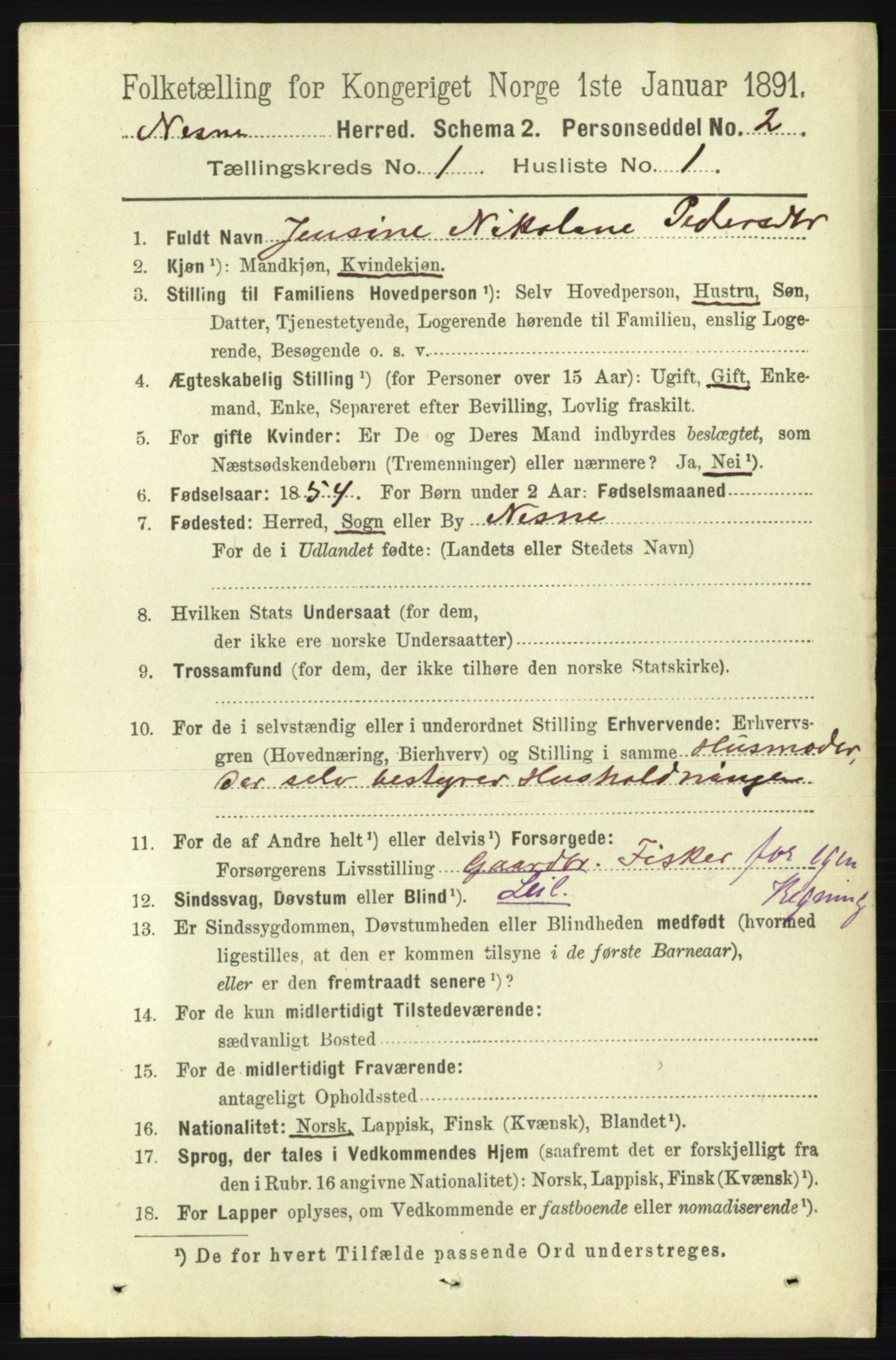 RA, 1891 census for 1828 Nesna, 1891, p. 126