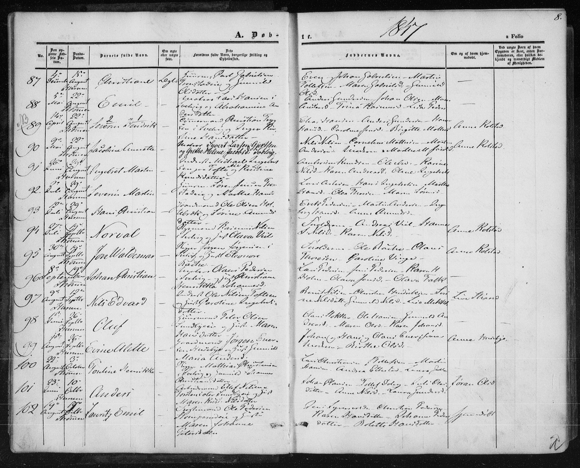 Hurum kirkebøker, SAKO/A-229/F/Fa/L0011: Parish register (official) no. 11, 1847-1860, p. 8