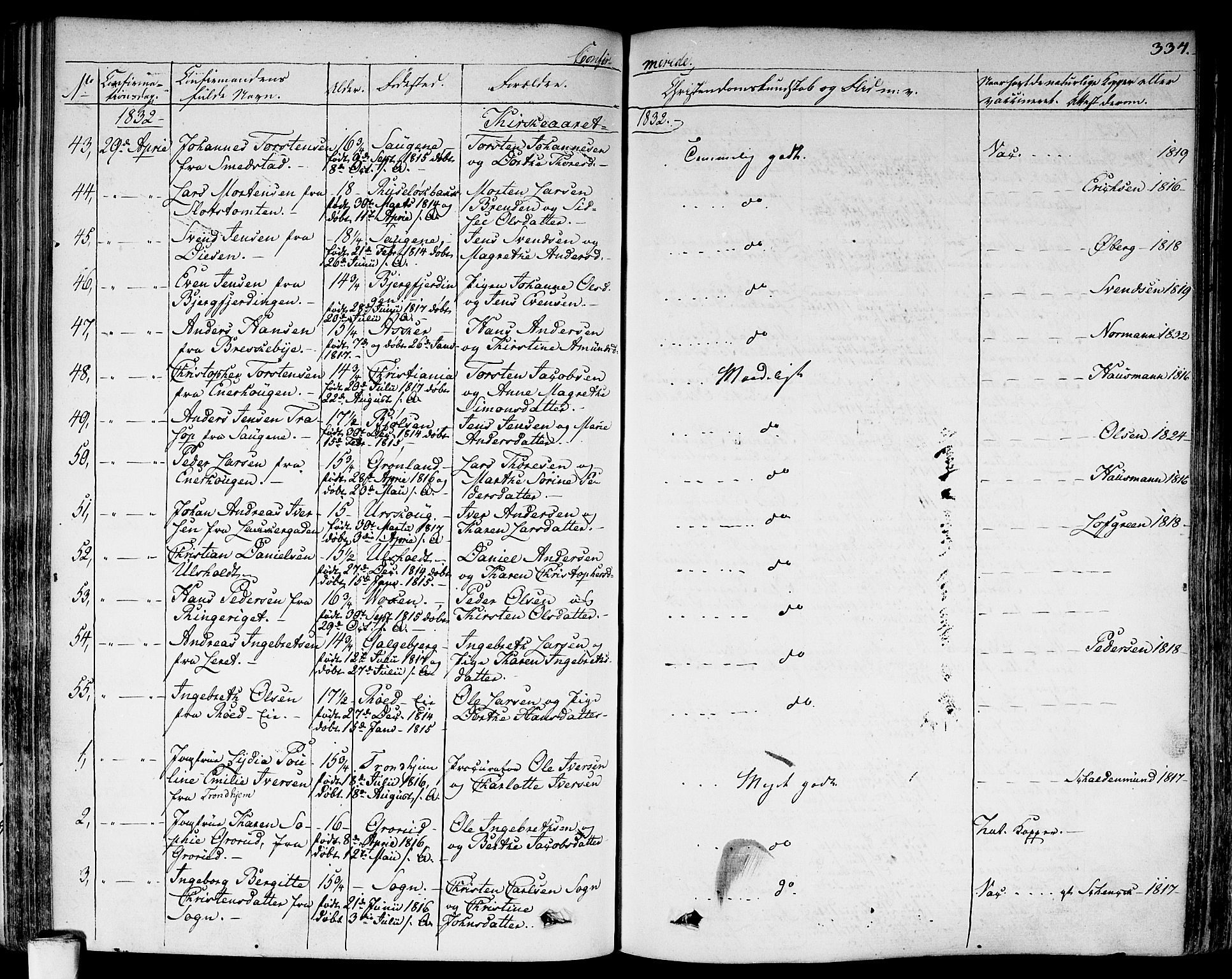 Aker prestekontor kirkebøker, AV/SAO-A-10861/F/L0013: Parish register (official) no. 13, 1828-1837, p. 334