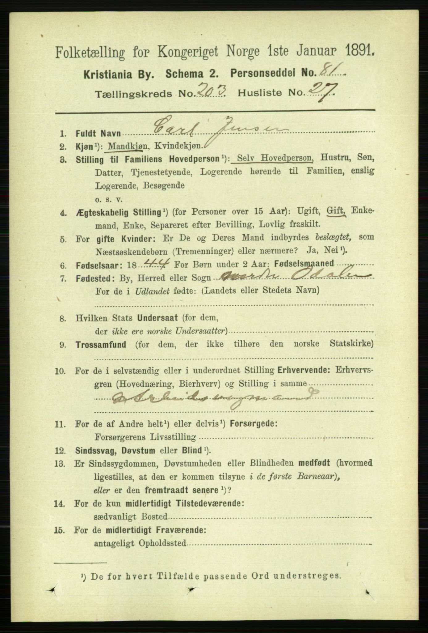 RA, 1891 census for 0301 Kristiania, 1891, p. 122690