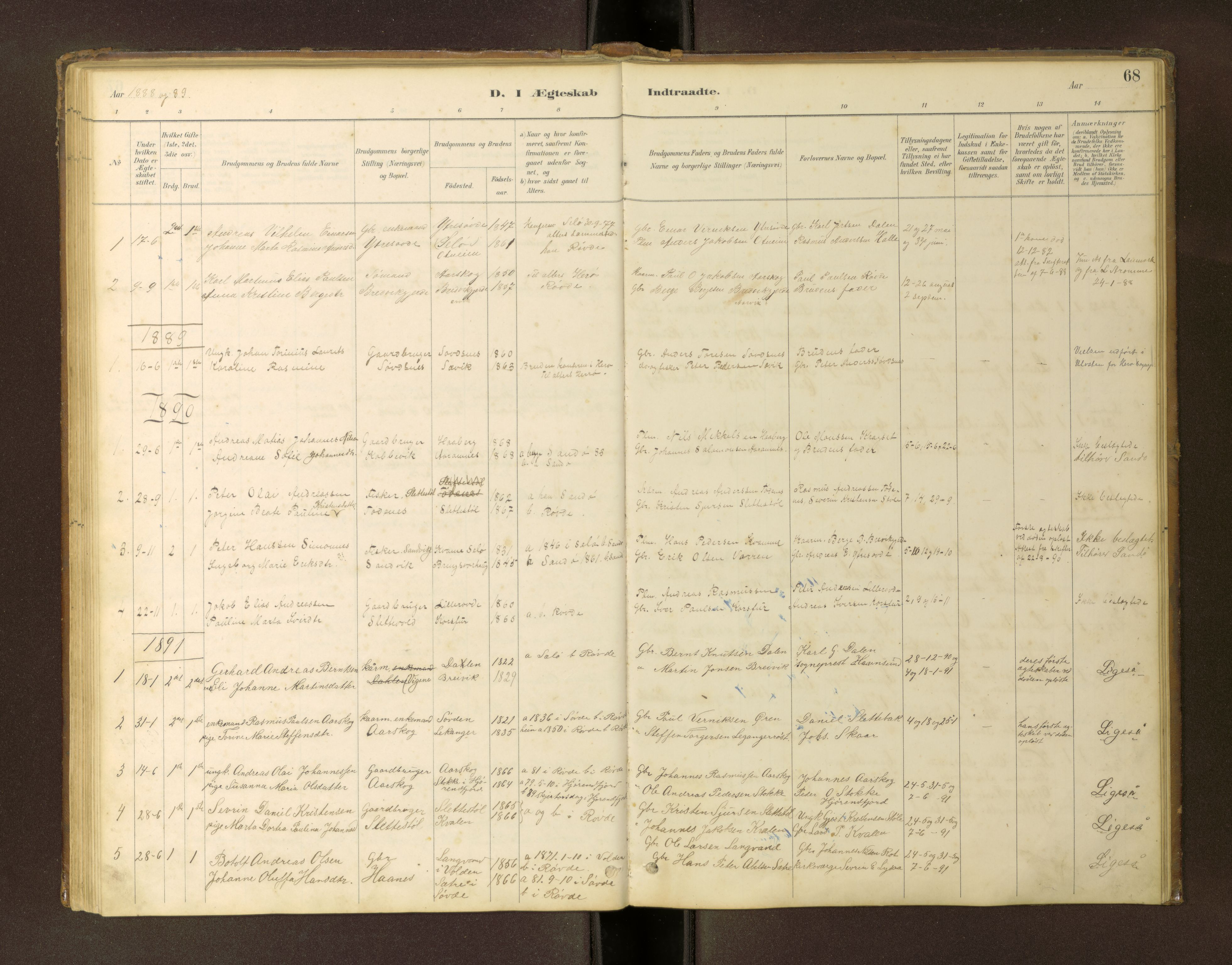 Ministerialprotokoller, klokkerbøker og fødselsregistre - Møre og Romsdal, SAT/A-1454/504/L0060: Parish register (copy) no. 504C02, 1884-1903, p. 68