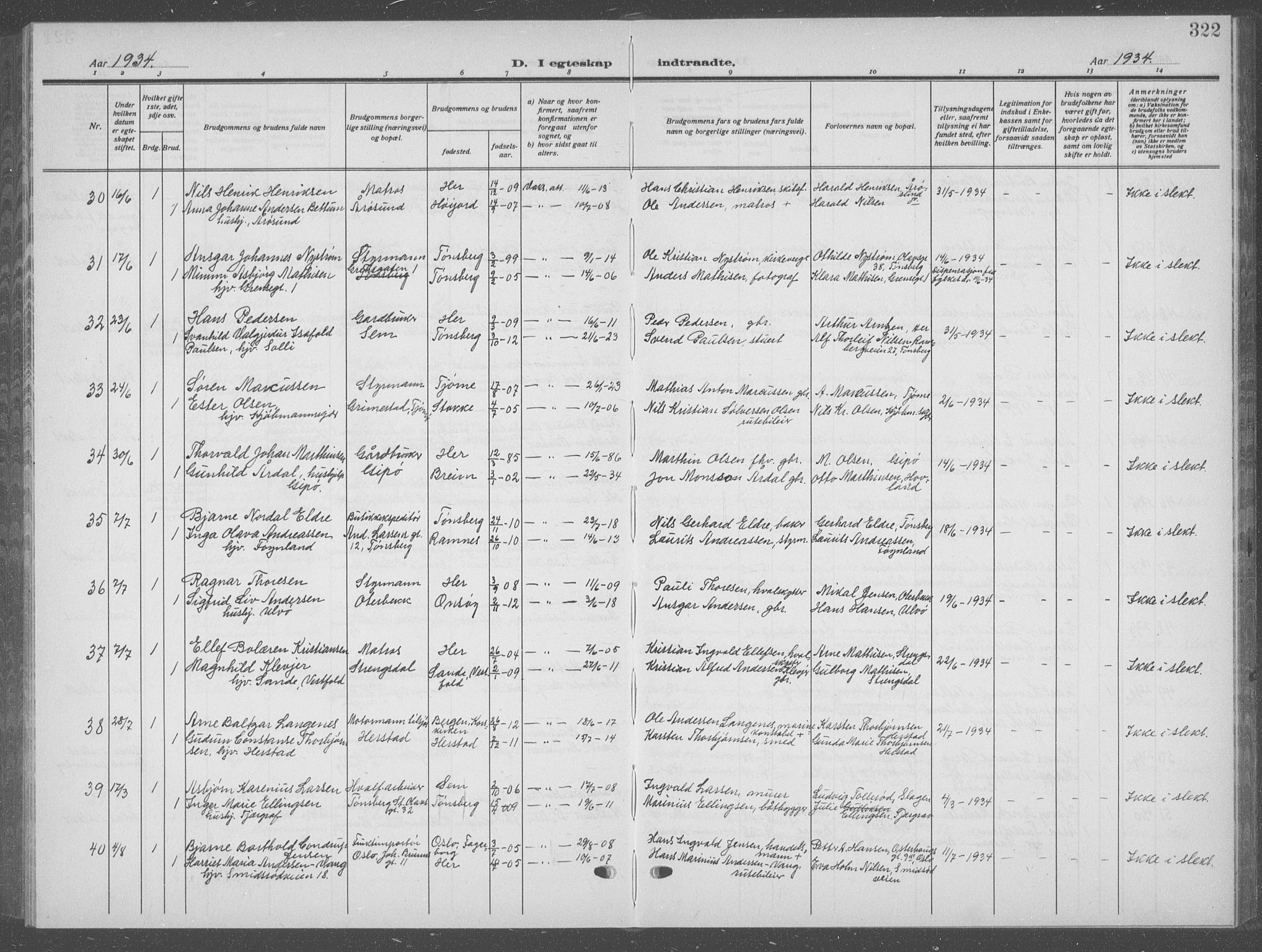 Nøtterøy kirkebøker, AV/SAKO-A-354/G/Ga/L0006: Parish register (copy) no. I 6, 1925-1939, p. 322