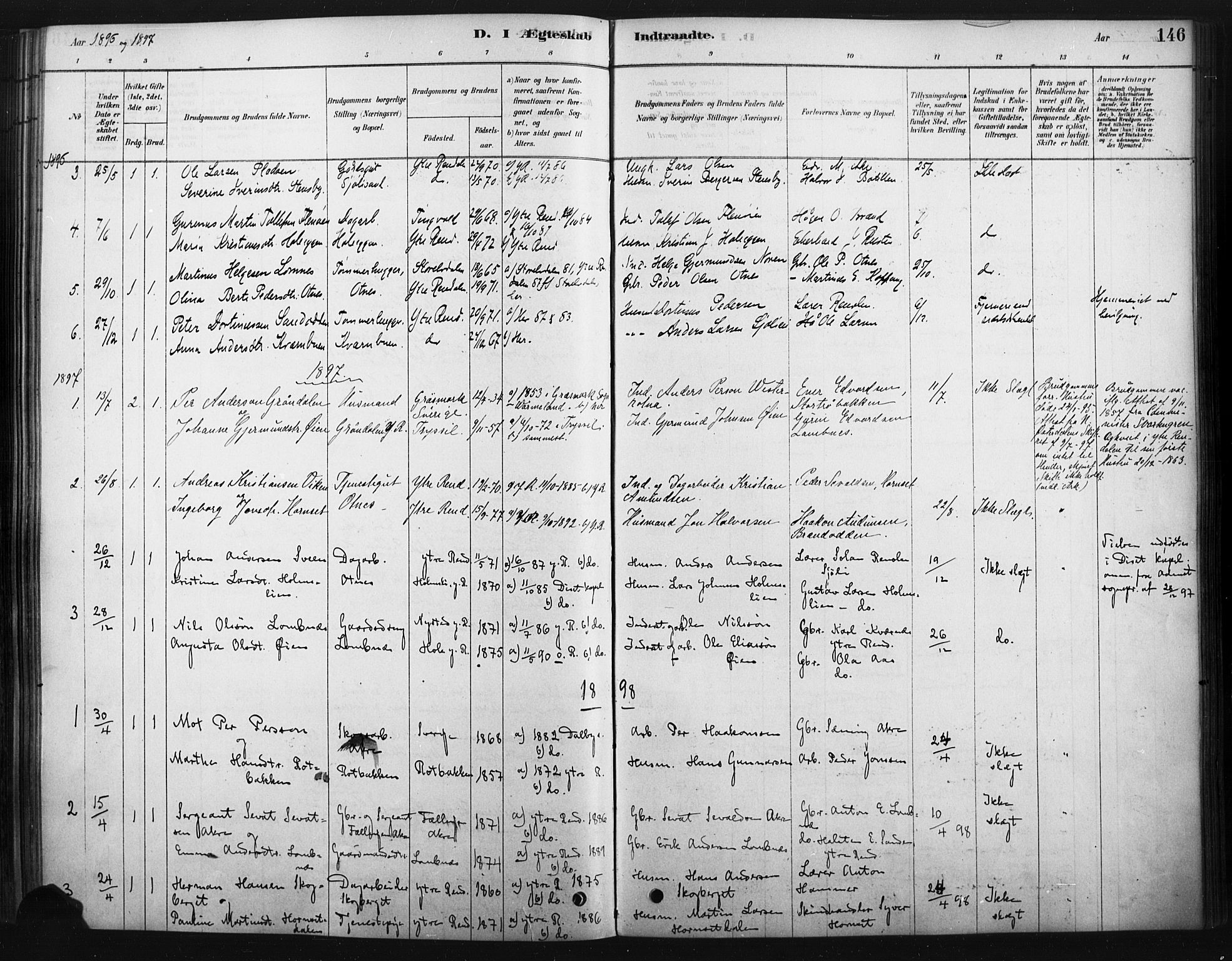 Rendalen prestekontor, SAH/PREST-054/H/Ha/Haa/L0010: Parish register (official) no. 10, 1878-1901, p. 146