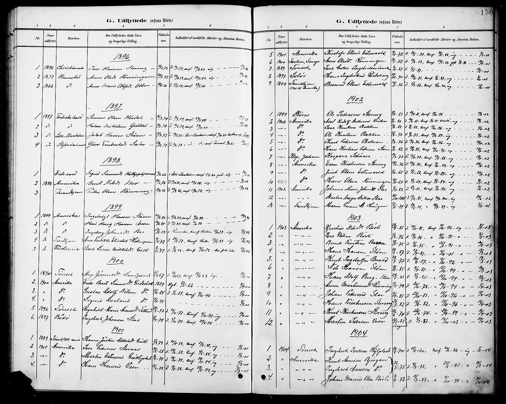 Kvikne prestekontor, SAH/PREST-064/H/Ha/Hab/L0003: Parish register (copy) no. 3, 1896-1918, p. 156