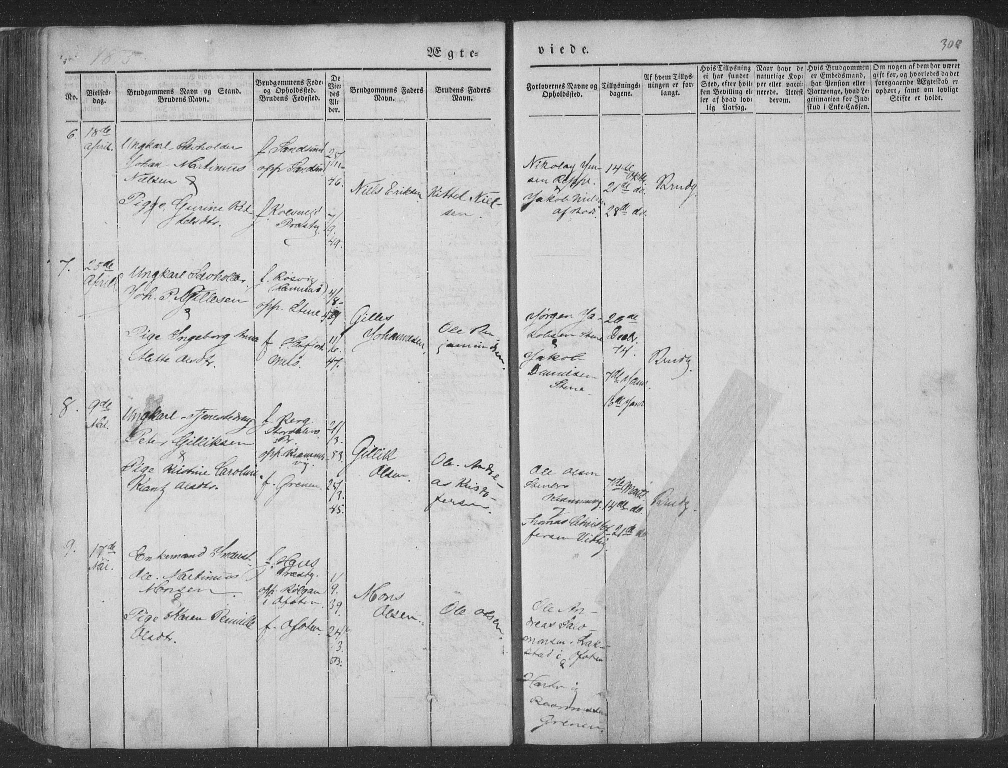 Ministerialprotokoller, klokkerbøker og fødselsregistre - Nordland, AV/SAT-A-1459/881/L1165: Parish register (copy) no. 881C02, 1854-1876, p. 305