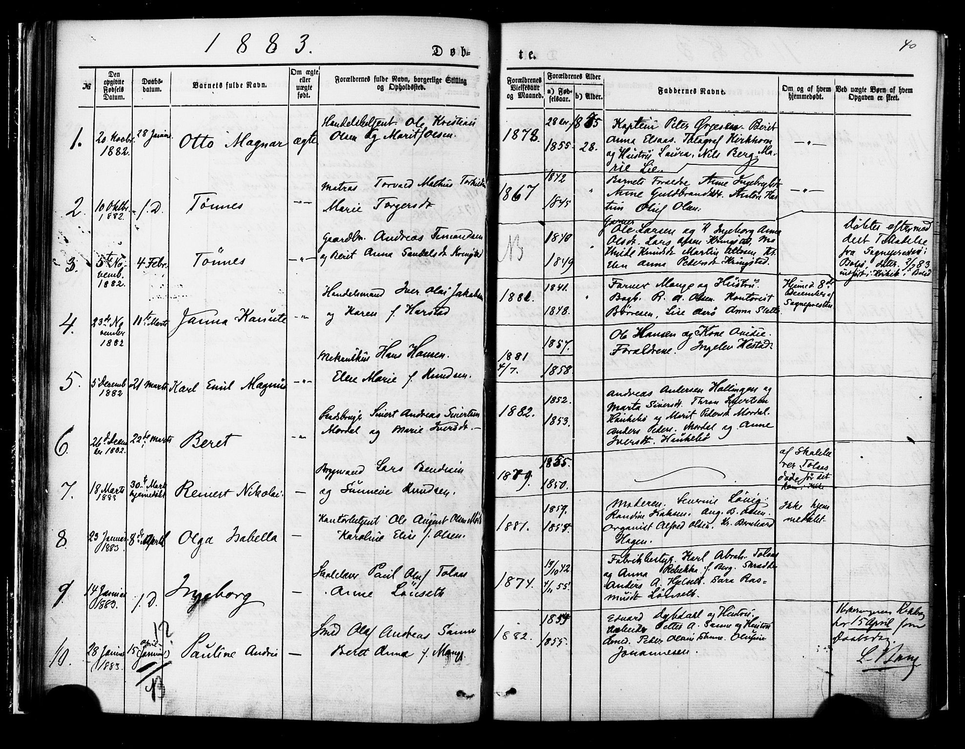 Ministerialprotokoller, klokkerbøker og fødselsregistre - Møre og Romsdal, SAT/A-1454/558/L0691: Parish register (official) no. 558A05, 1873-1886, p. 40