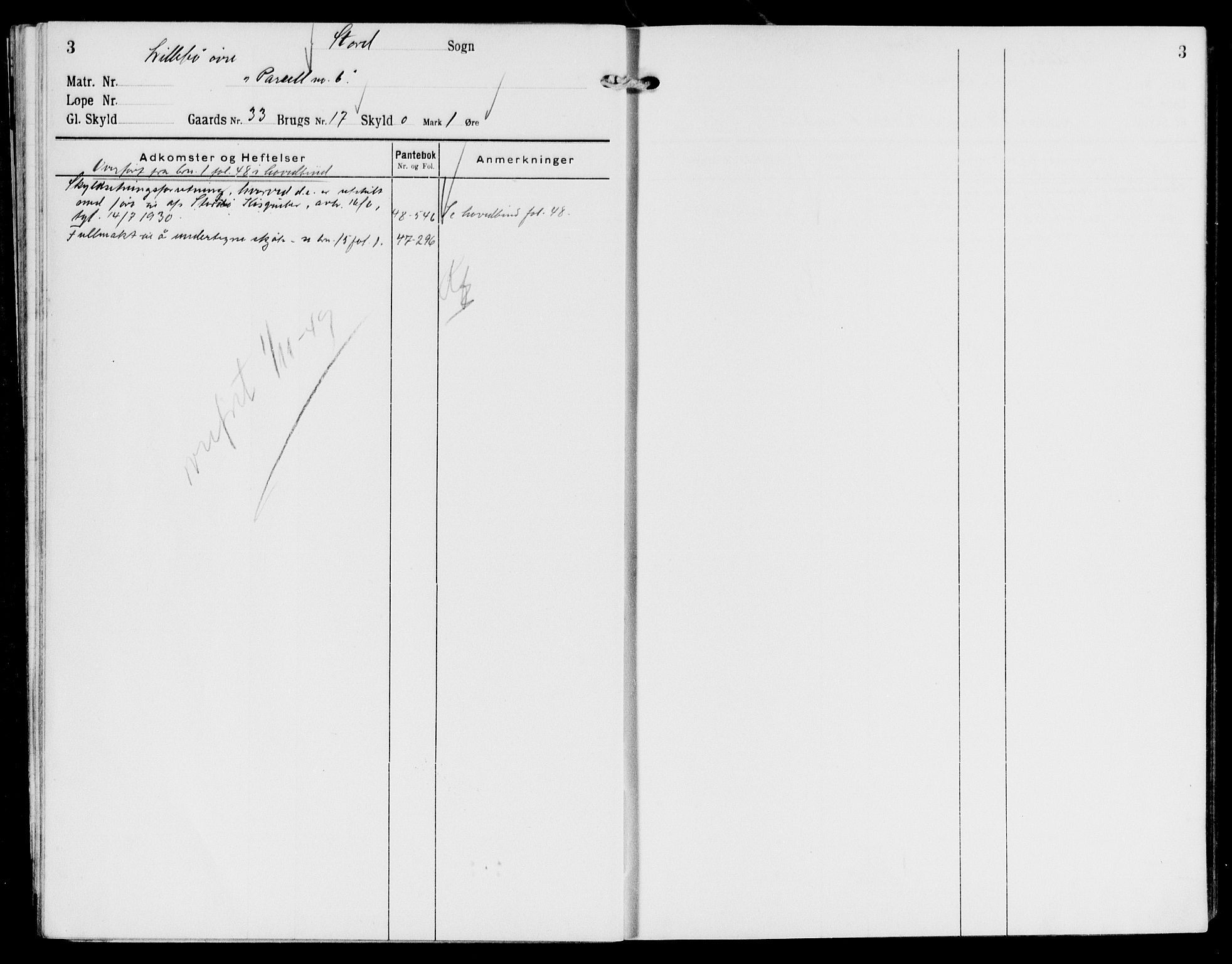 Sunnhordland sorenskrivar, SAB/A-2401/1/G/Ga/Gaq/L0005: Mortgage register no. II.A.q.5, 1930-1950, p. 3