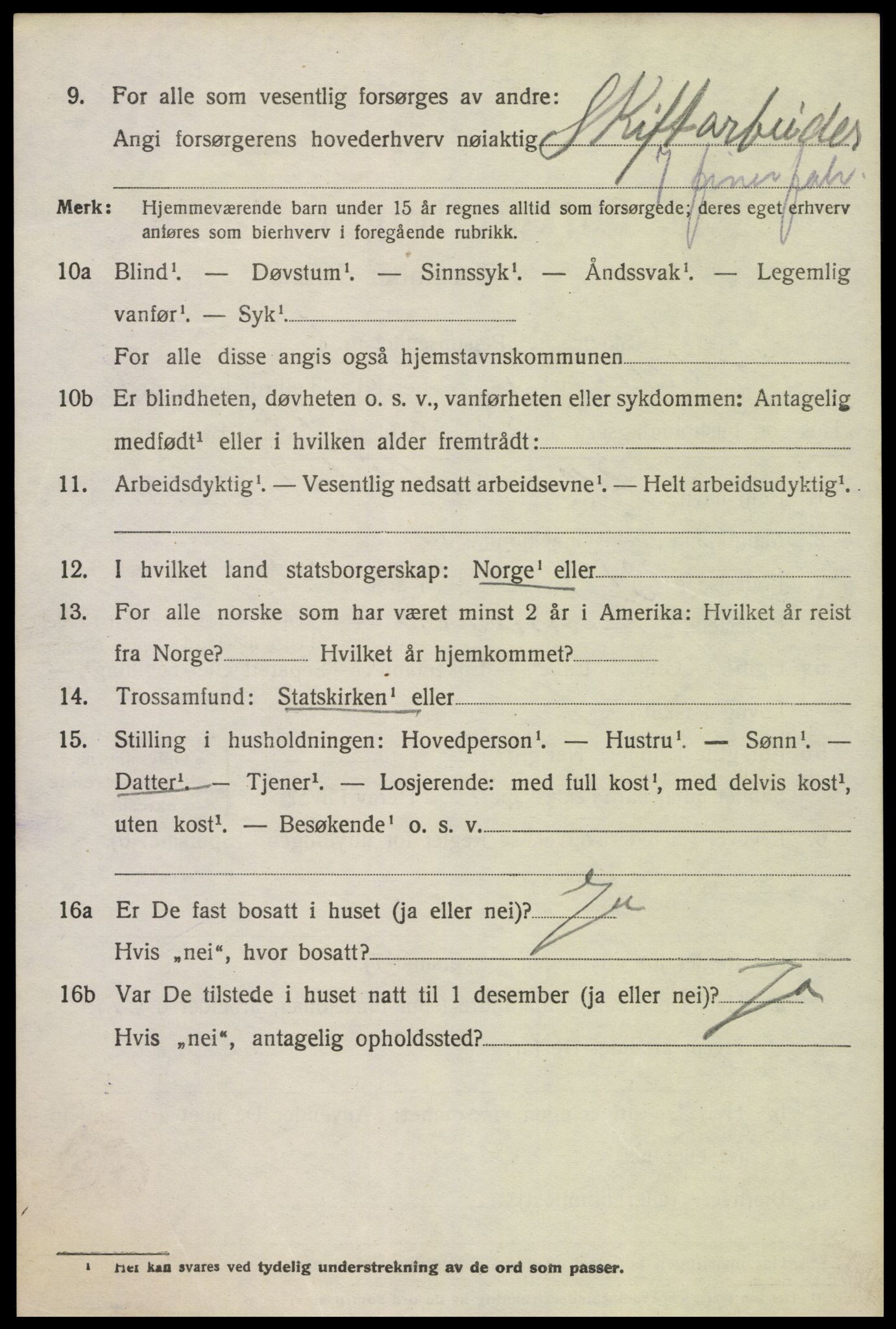 SAK, 1920 census for Oddernes, 1920, p. 5382