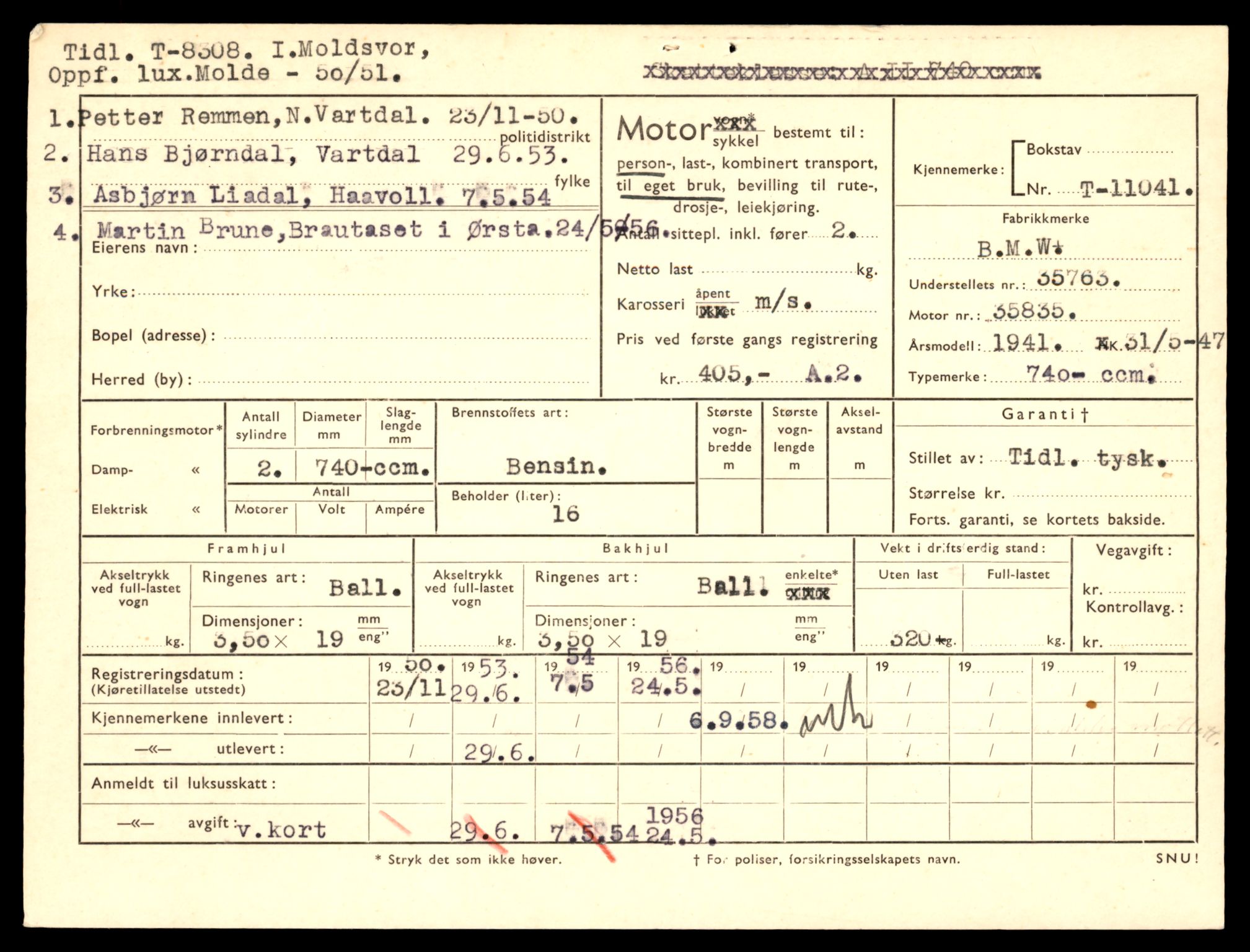 Møre og Romsdal vegkontor - Ålesund trafikkstasjon, AV/SAT-A-4099/F/Fe/L0025: Registreringskort for kjøretøy T 10931 - T 11045, 1927-1998, p. 2966