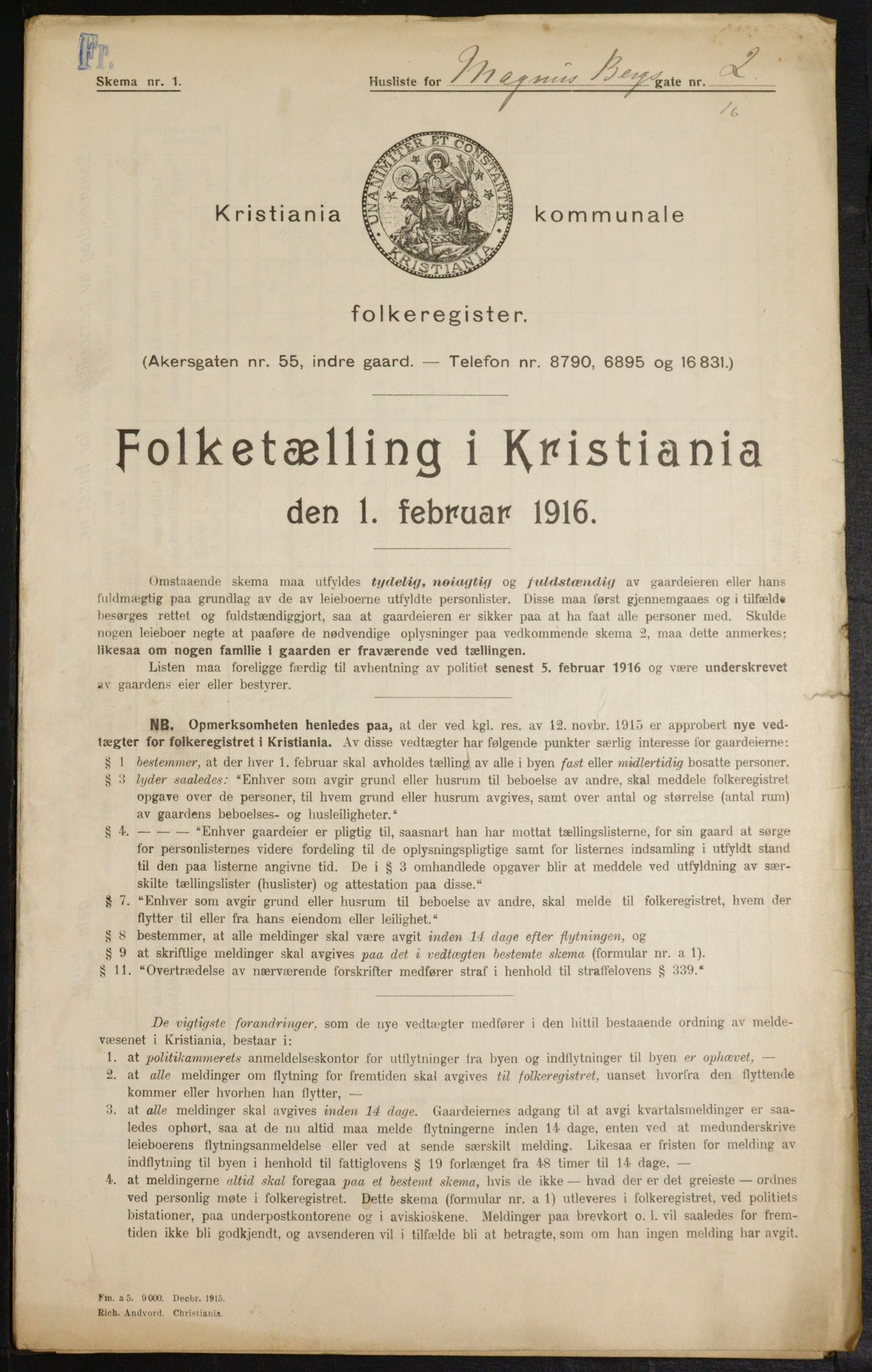 OBA, Municipal Census 1916 for Kristiania, 1916, p. 60381