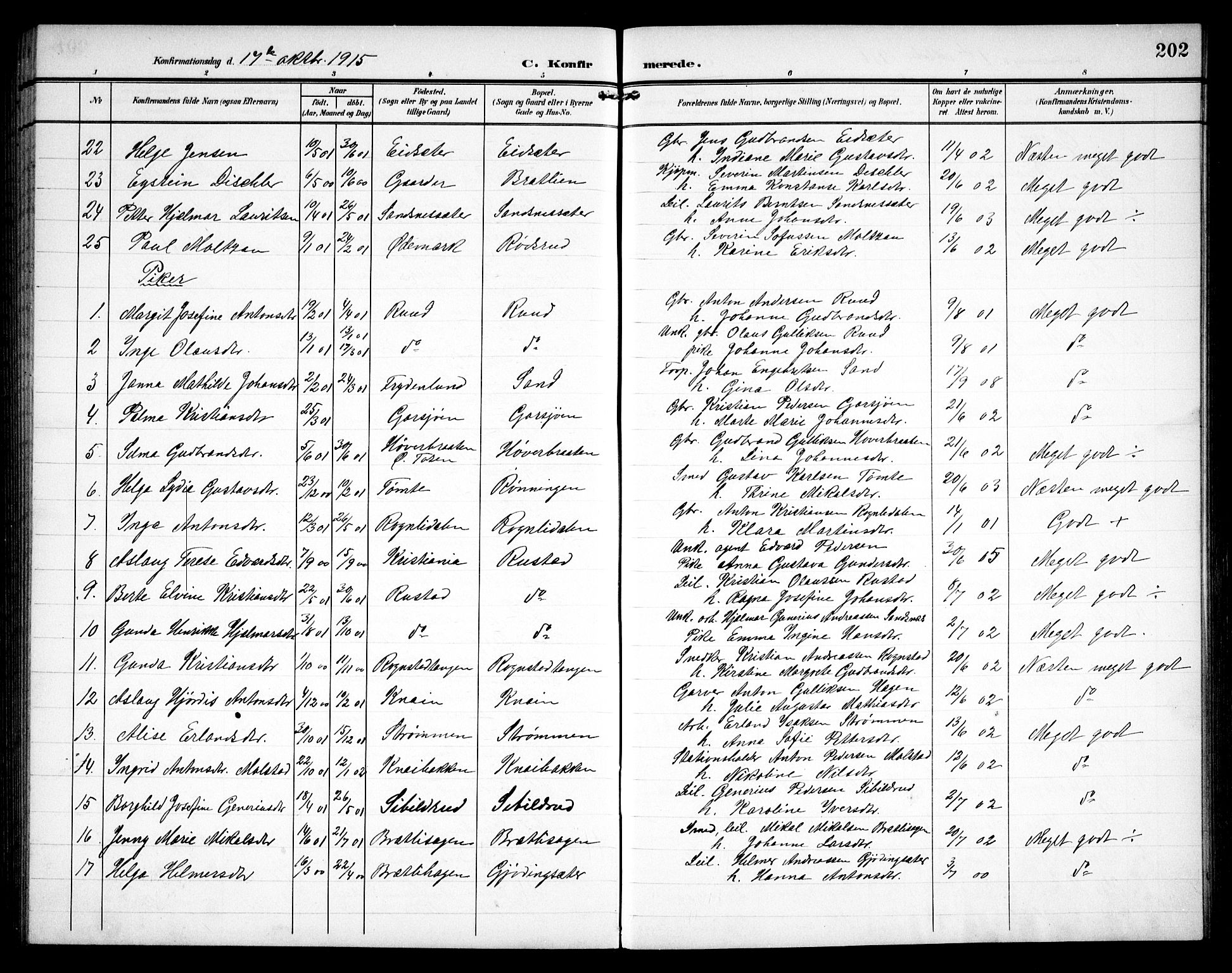 Hurdal prestekontor Kirkebøker, AV/SAO-A-10889/G/Ga/L0001: Parish register (copy) no. I 1, 1902-1934, p. 202