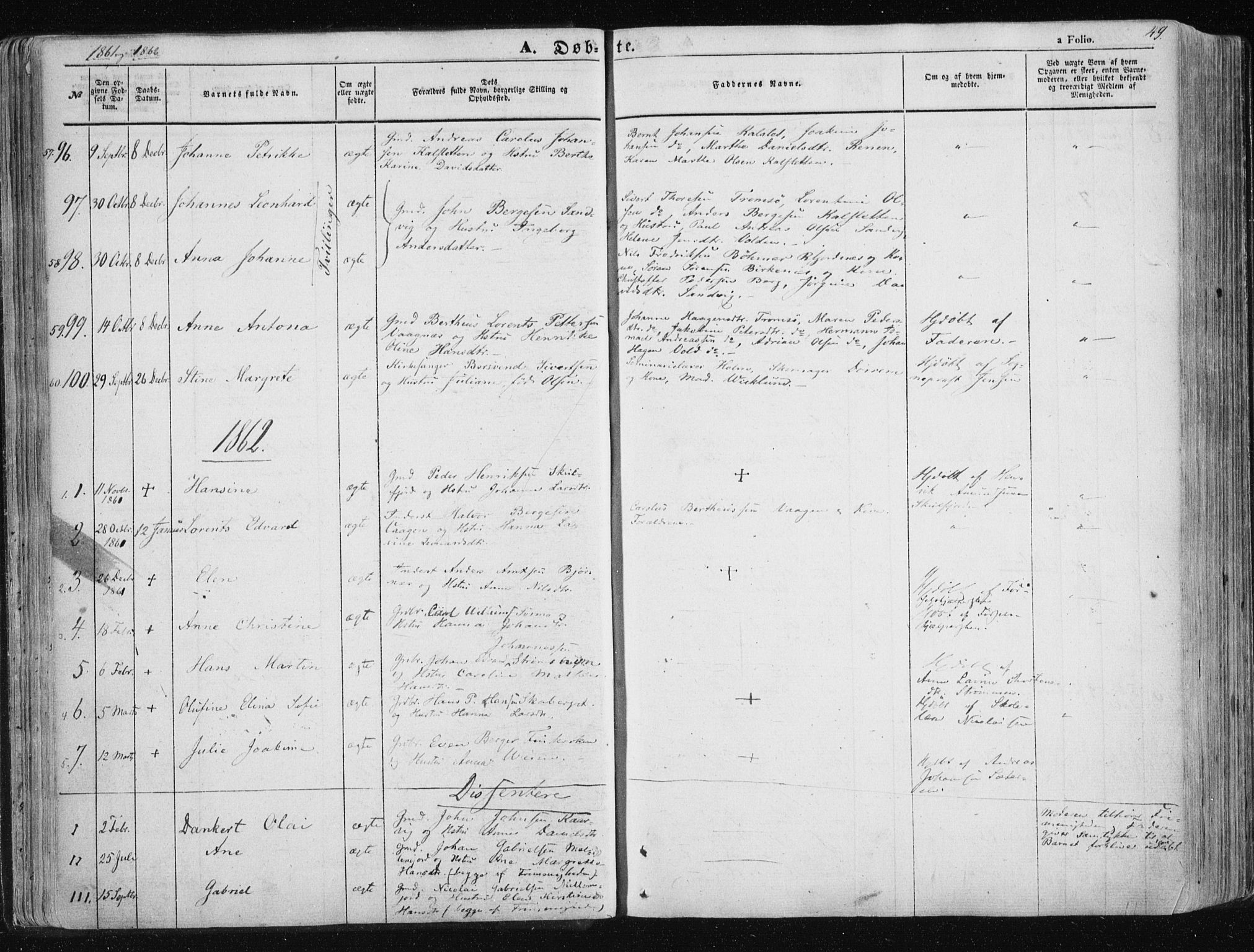 Tromsøysund sokneprestkontor, SATØ/S-1304/G/Ga/L0001kirke: Parish register (official) no. 1, 1856-1867, p. 49