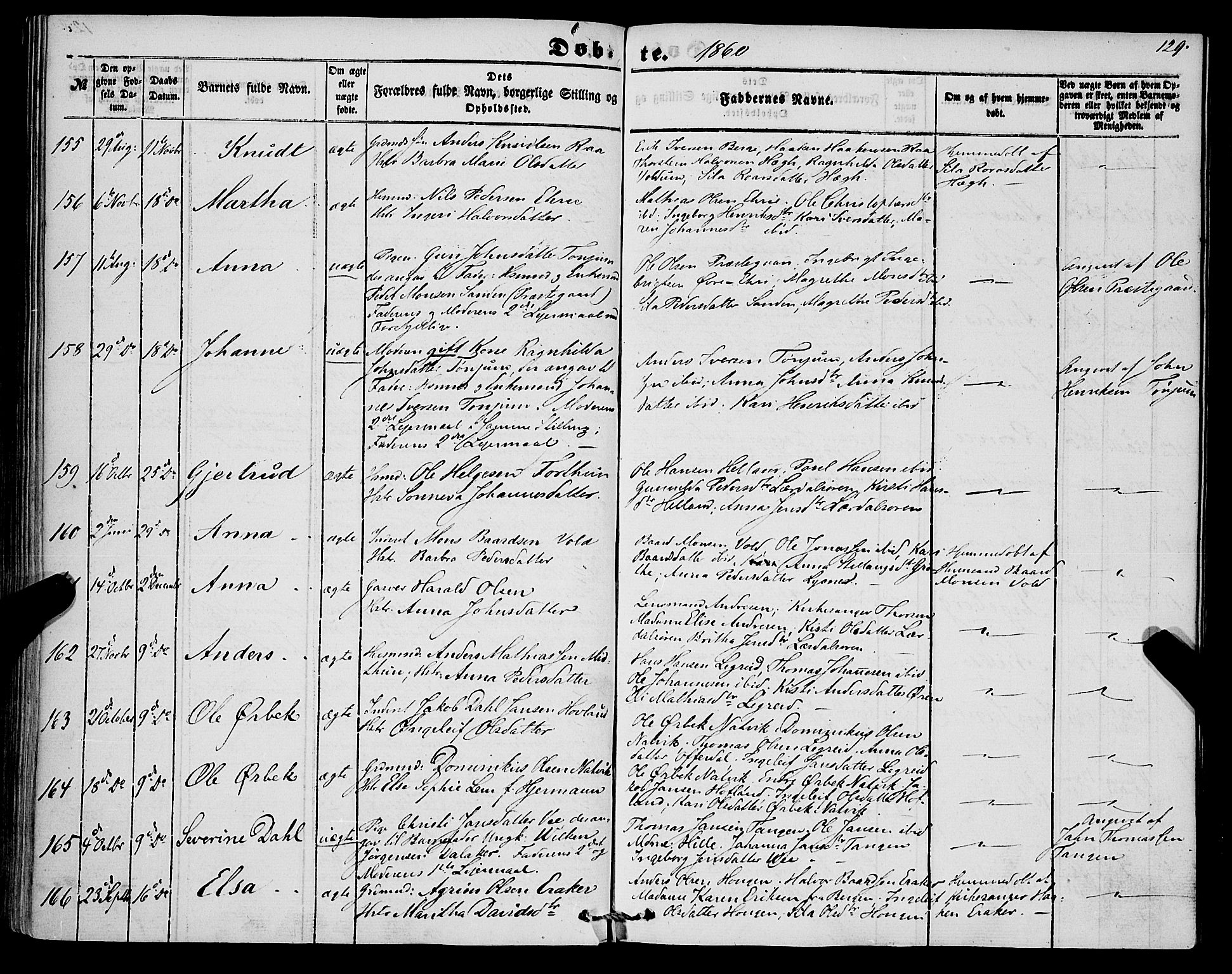Lærdal sokneprestembete, SAB/A-81201: Parish register (official) no. A 11, 1850-1866, p. 129
