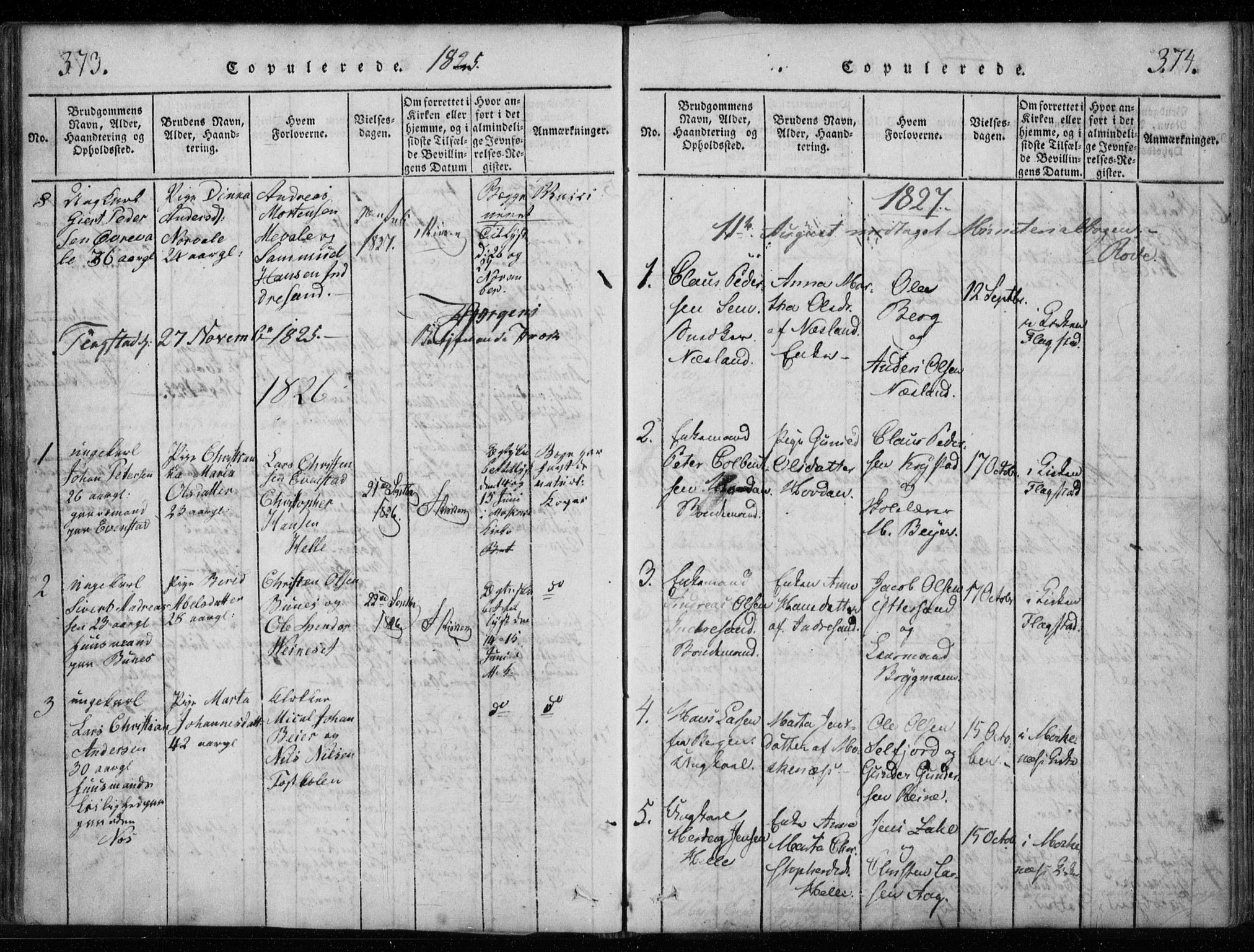 Ministerialprotokoller, klokkerbøker og fødselsregistre - Nordland, SAT/A-1459/885/L1201: Parish register (official) no. 885A02, 1820-1837, p. 373-374