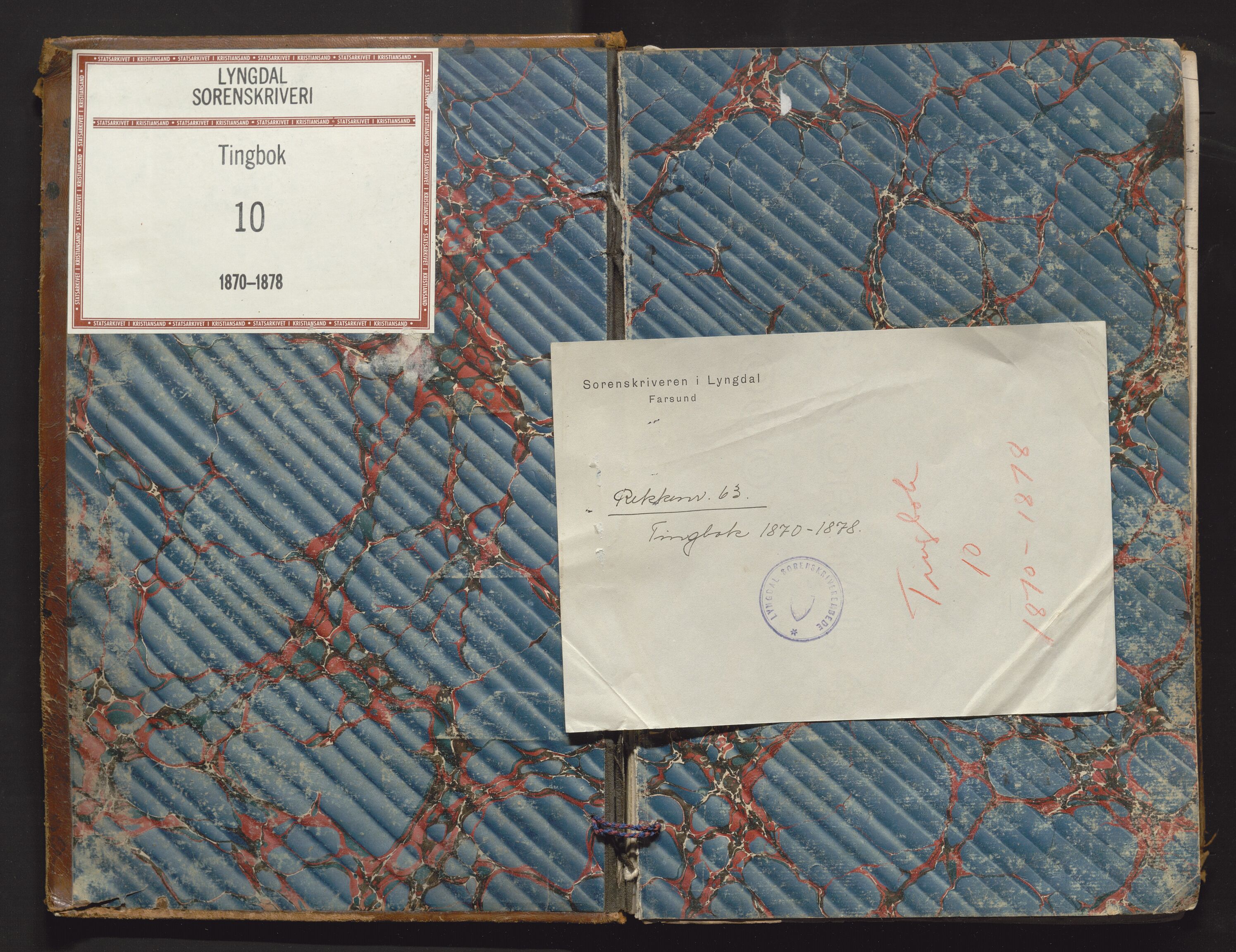 Lyngdal sorenskriveri, AV/SAK-1221-0004/F/Fa/L0052: Tingbok nr. 10, 1870-1878