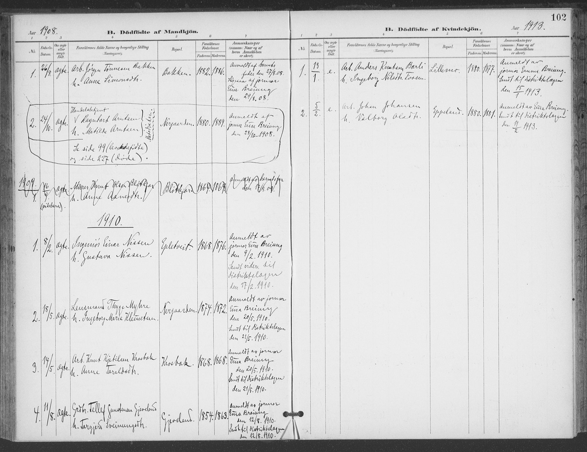 Åmli sokneprestkontor, AV/SAK-1111-0050/F/Fa/Fac/L0012: Parish register (official) no. A 12, 1900-1914, p. 102