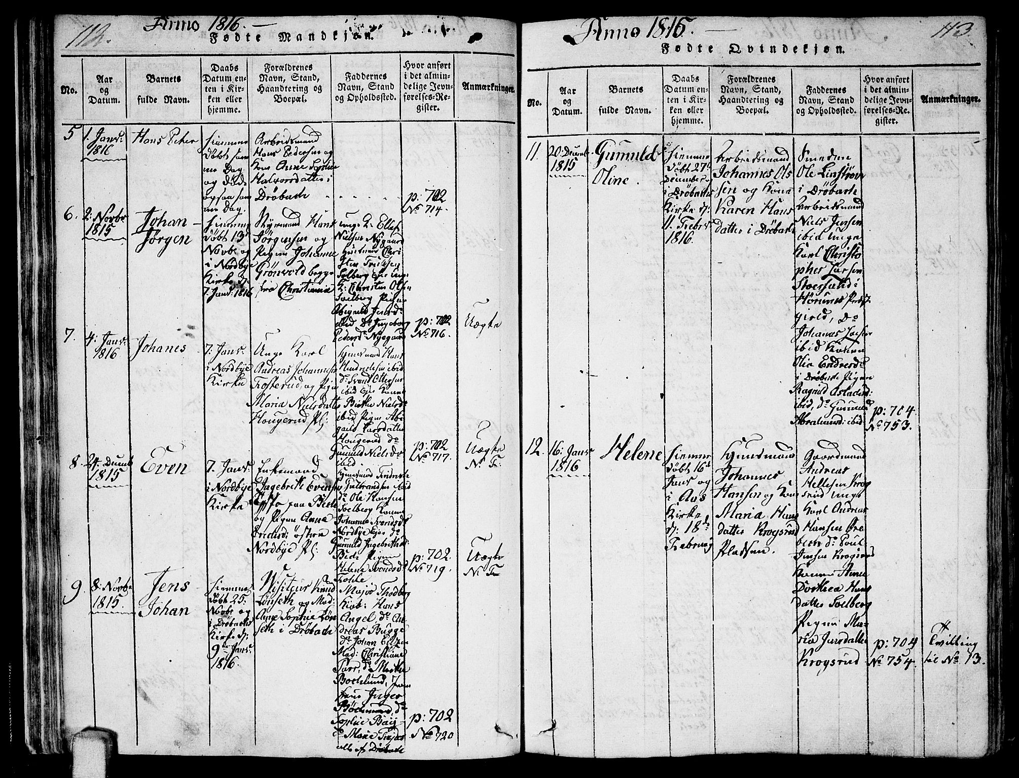 Ås prestekontor Kirkebøker, AV/SAO-A-10894/F/Fa/L0003: Parish register (official) no. I 3, 1814-1818, p. 112-113