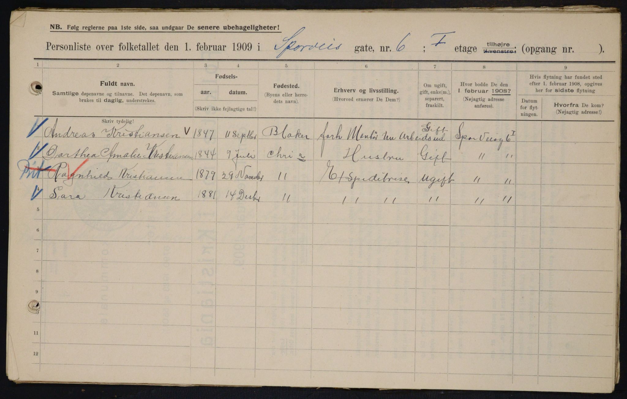 OBA, Municipal Census 1909 for Kristiania, 1909, p. 91002