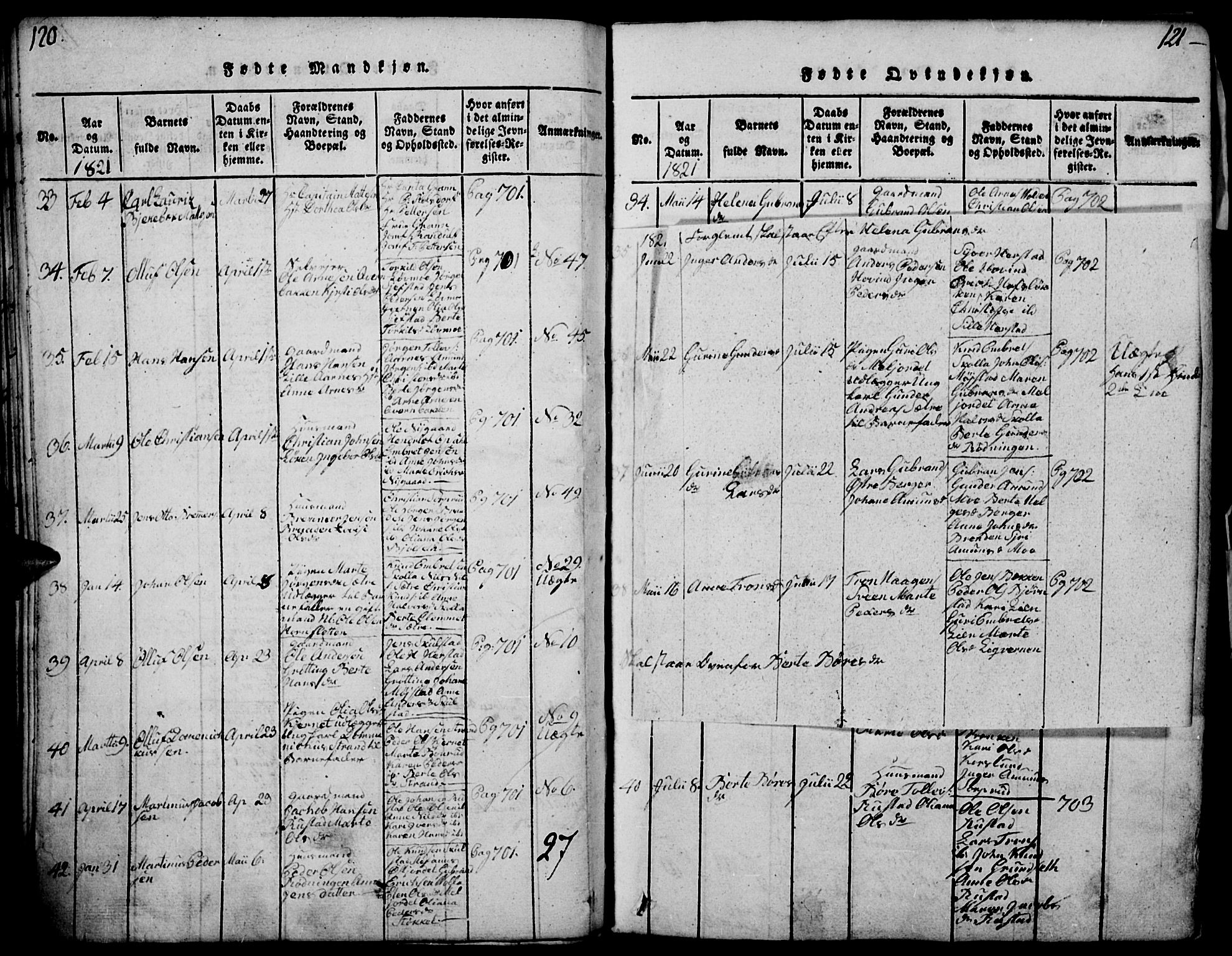 Elverum prestekontor, SAH/PREST-044/H/Ha/Haa/L0007: Parish register (official) no. 7, 1815-1830, p. 120-121