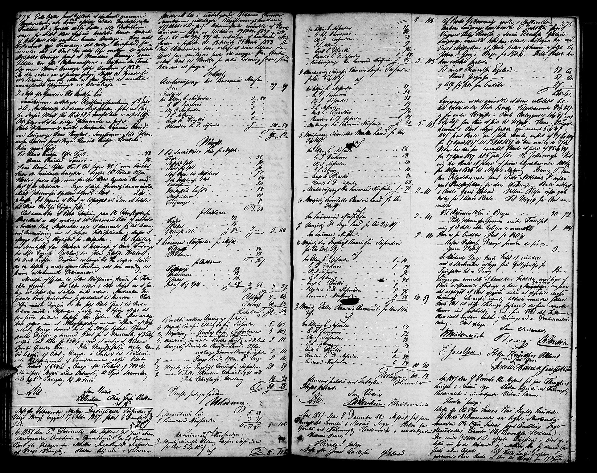 Sunnhordland sorenskrivar, AV/SAB-A-2401/1/H/Ha/Had/L0007: Skifteprotokollar. Føyen, Fjære og Våg. Register i protokoll., 1853-1864, p. 274-275