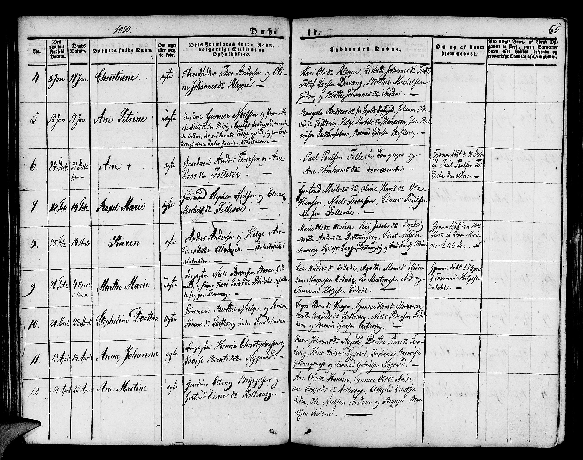 Askøy Sokneprestembete, AV/SAB-A-74101/H/Ha/Haa/Haaa/L0004: Parish register (official) no. A 4, 1825-1845, p. 65