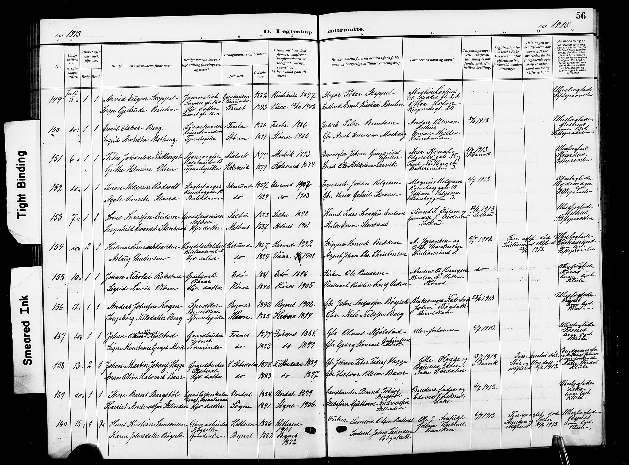 Ministerialprotokoller, klokkerbøker og fødselsregistre - Sør-Trøndelag, SAT/A-1456/601/L0097: Parish register (copy) no. 601C15, 1911-1921, p. 56