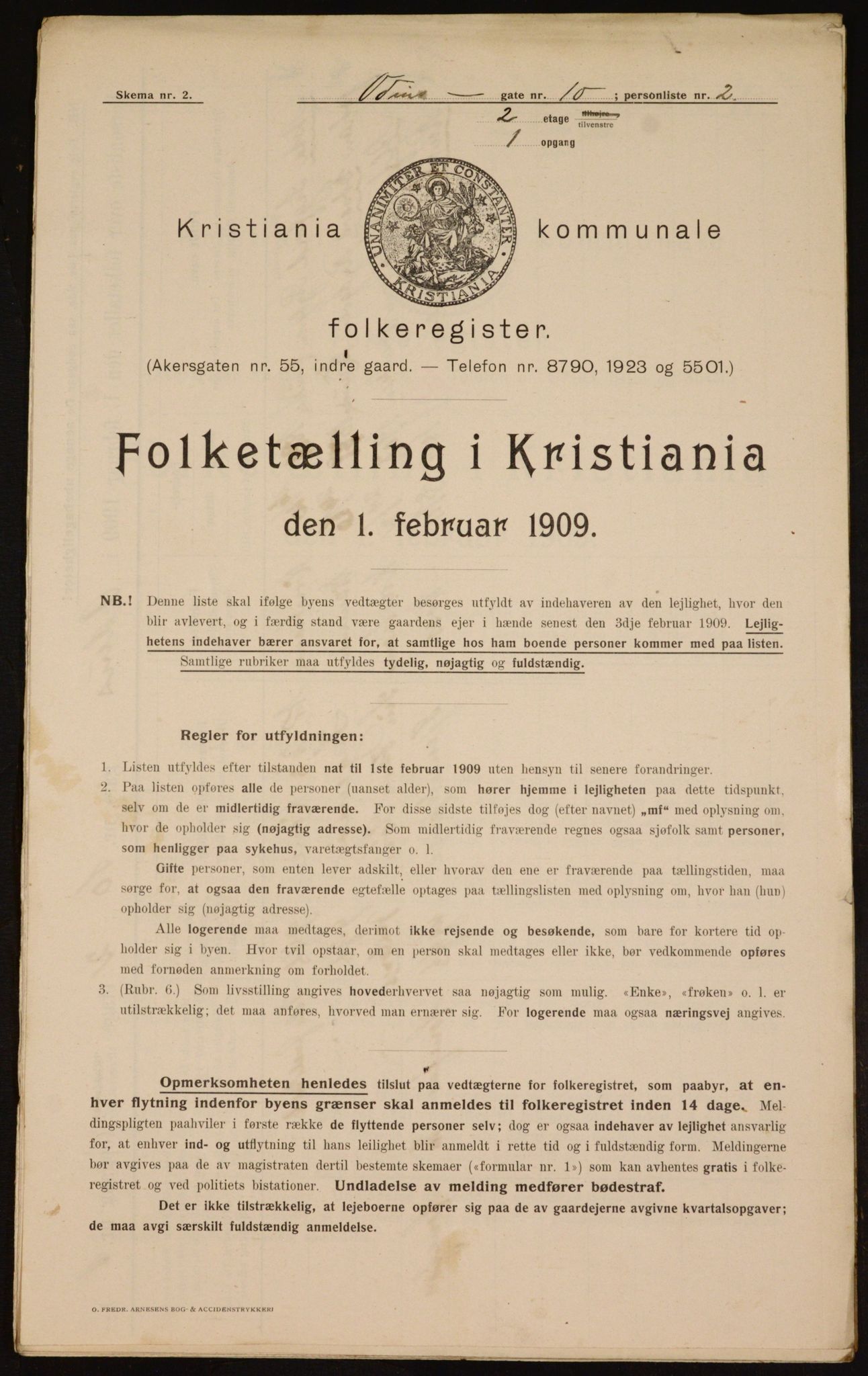 OBA, Municipal Census 1909 for Kristiania, 1909, p. 67674