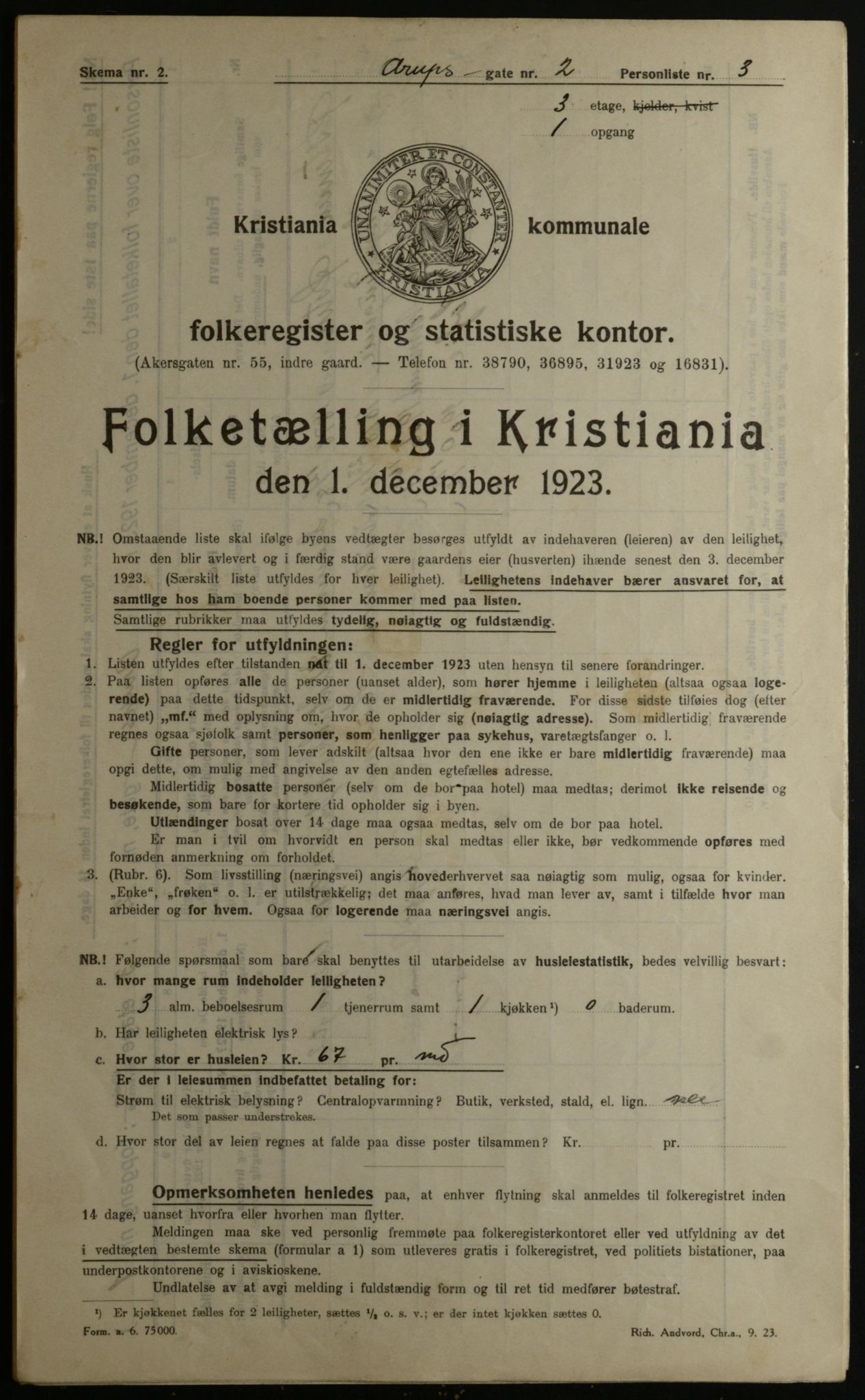 OBA, Municipal Census 1923 for Kristiania, 1923, p. 2790