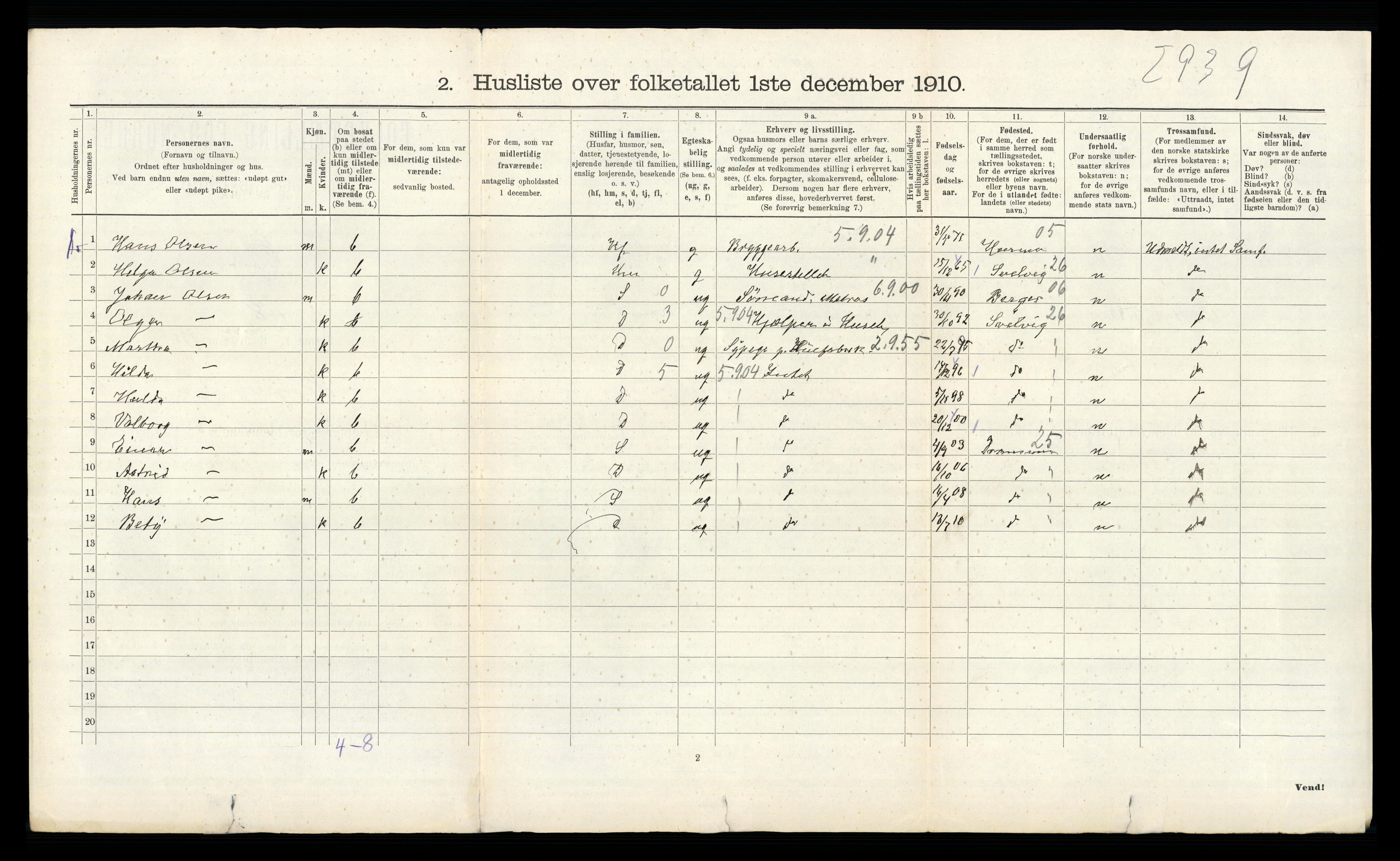 RA, 1910 census for Skoger, 1910, p. 581