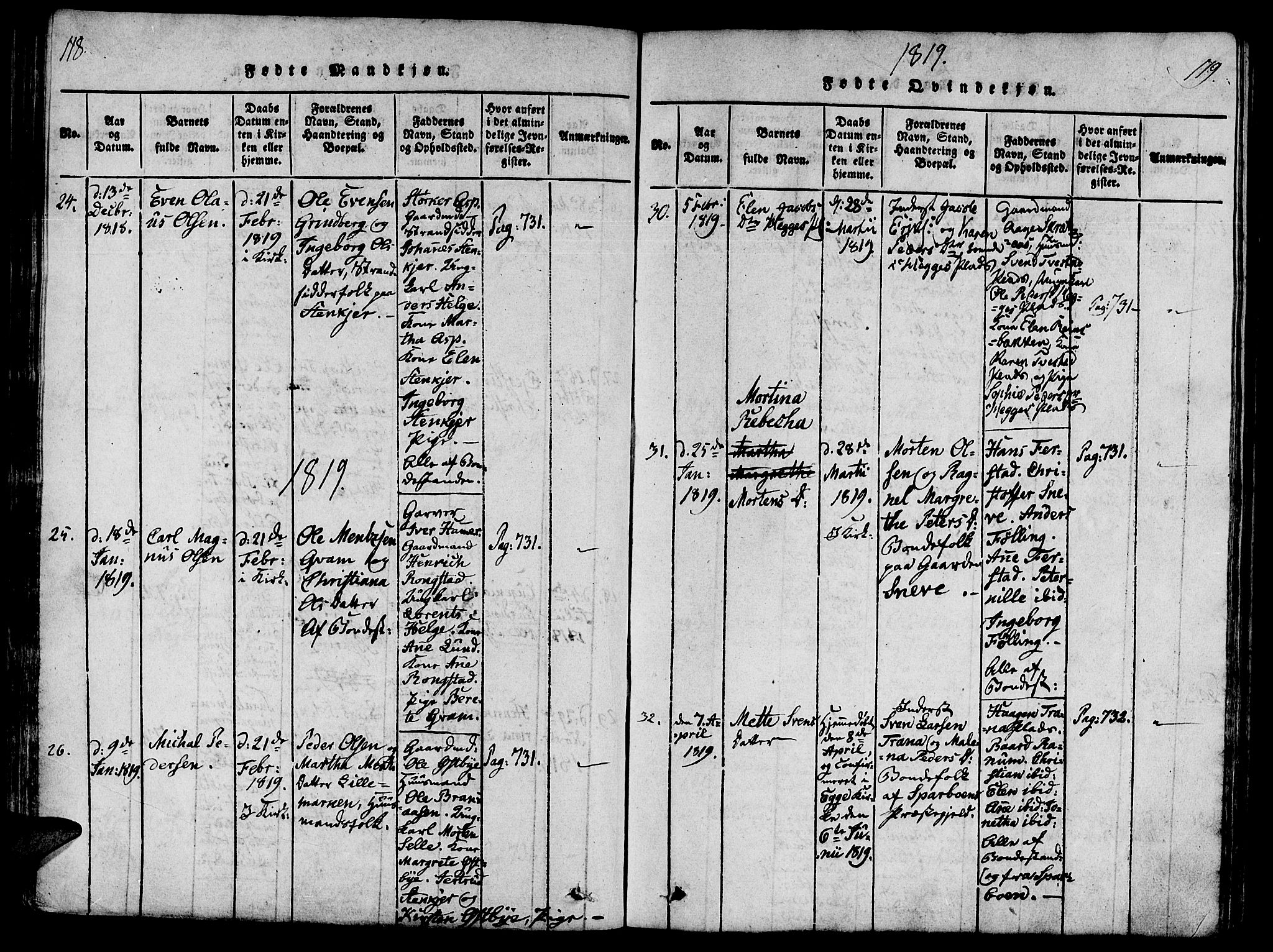 Ministerialprotokoller, klokkerbøker og fødselsregistre - Nord-Trøndelag, SAT/A-1458/746/L0441: Parish register (official) no. 746A03 /3, 1816-1827, p. 118-119