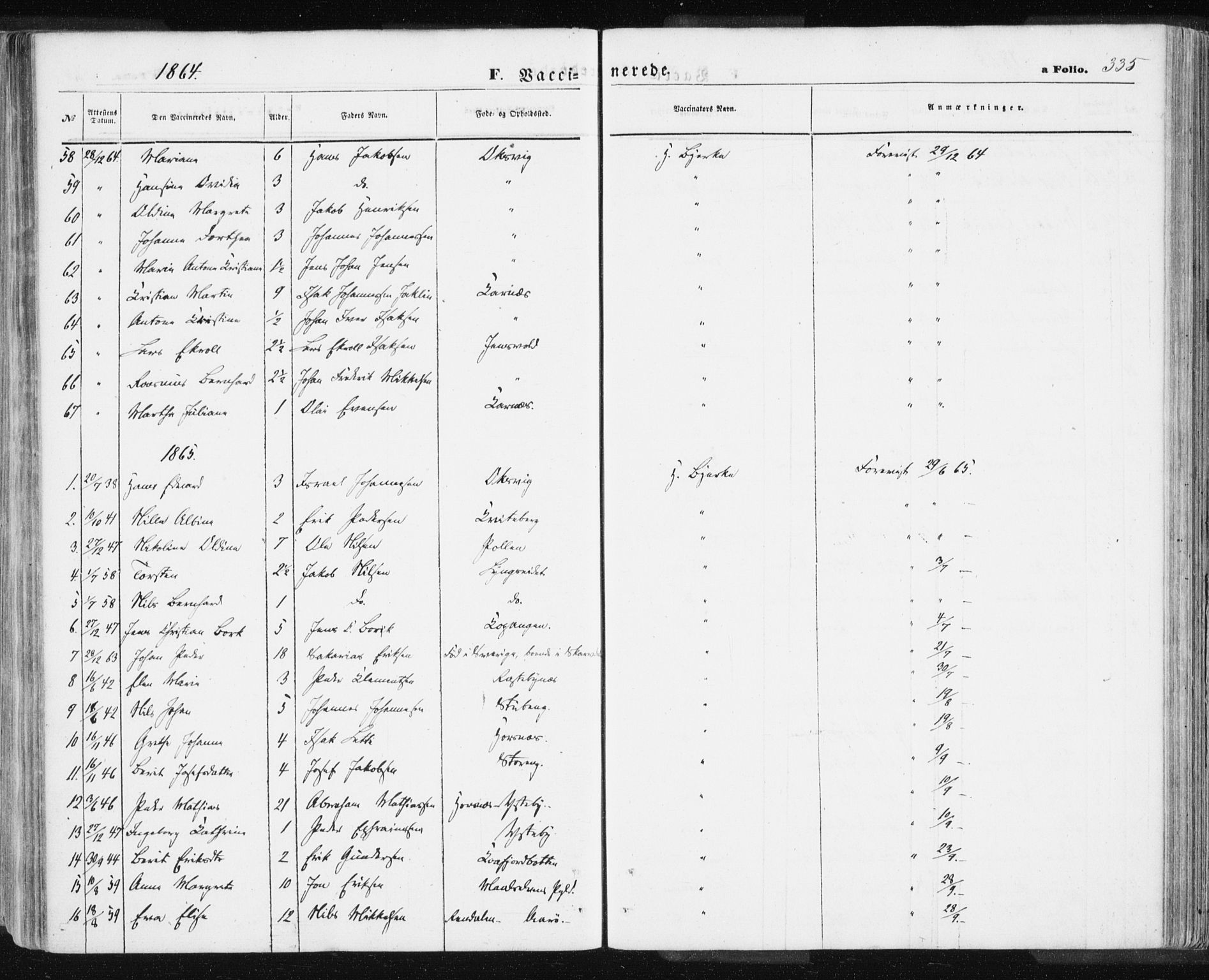 Lyngen sokneprestembete, AV/SATØ-S-1289/H/He/Hea/L0005kirke: Parish register (official) no. 5, 1859-1869, p. 335