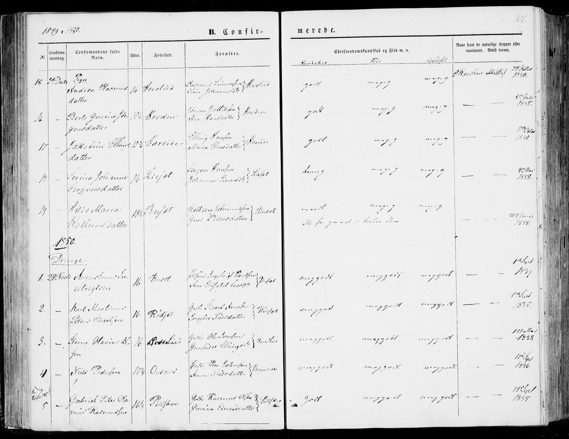 Ministerialprotokoller, klokkerbøker og fødselsregistre - Møre og Romsdal, SAT/A-1454/510/L0121: Parish register (official) no. 510A01, 1848-1877, p. 106