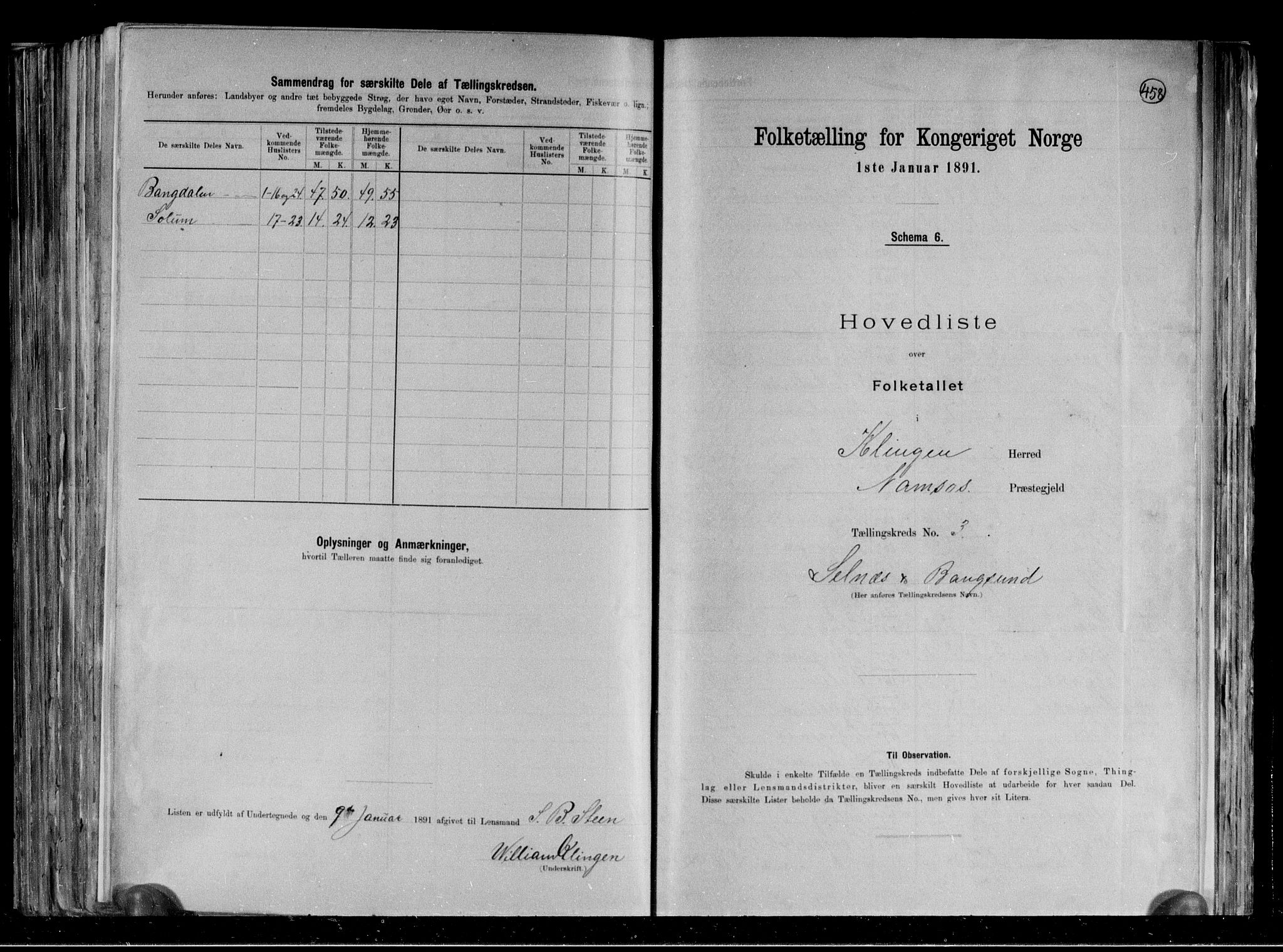 RA, 1891 census for 1746 Klinga, 1891, p. 9