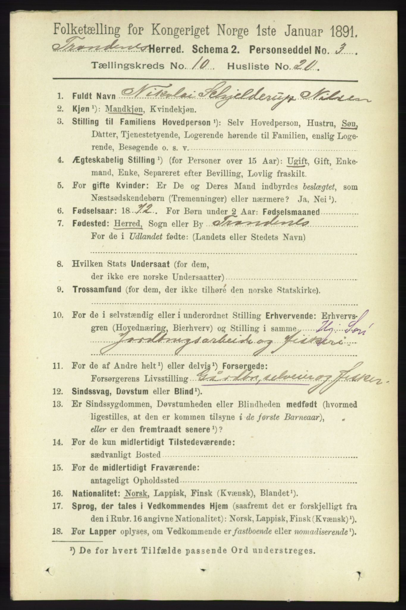 RA, 1891 census for 1914 Trondenes, 1891, p. 7631