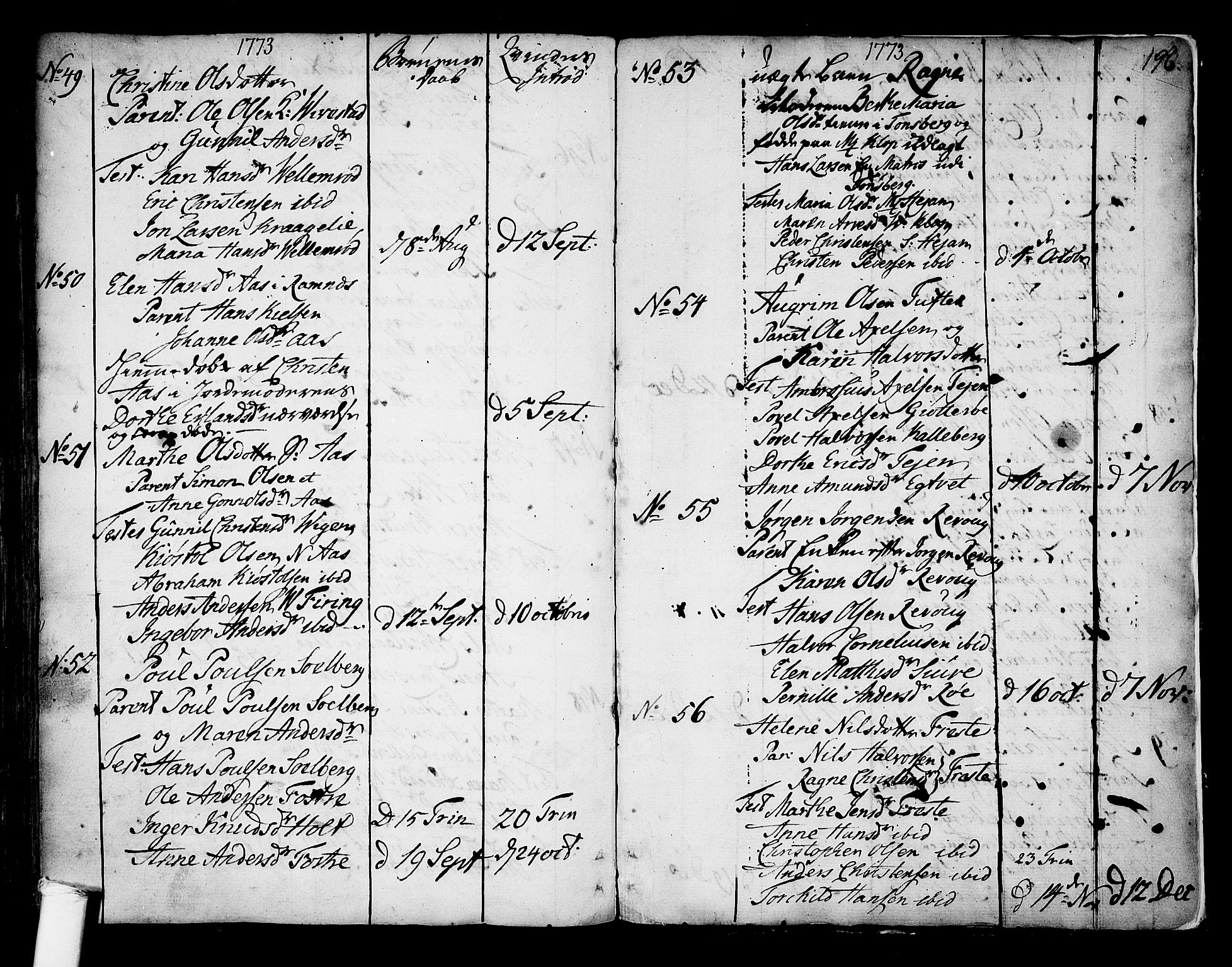 Ramnes kirkebøker, SAKO/A-314/F/Fa/L0001: Parish register (official) no. I 1, 1732-1774, p. 196