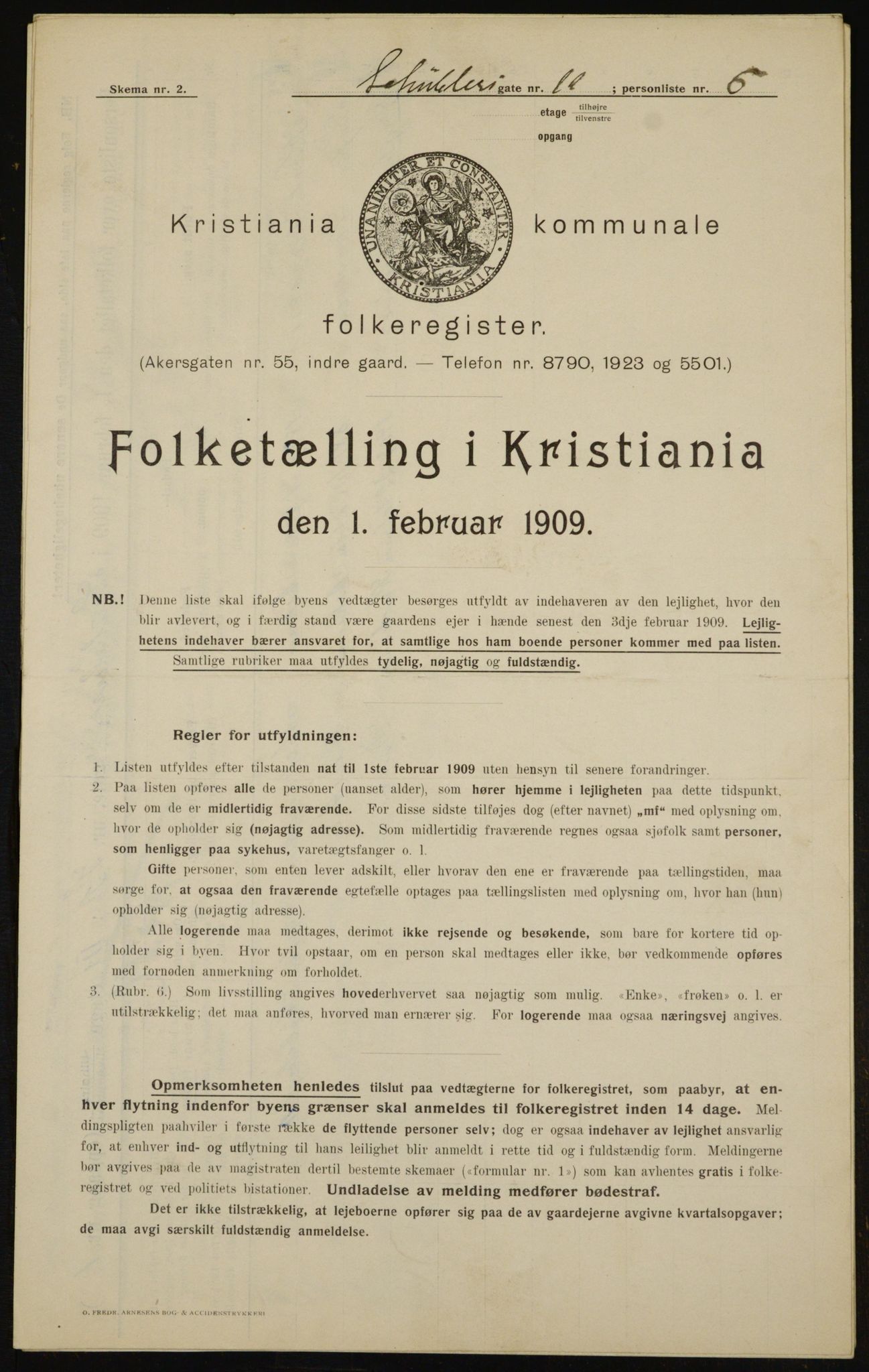 OBA, Municipal Census 1909 for Kristiania, 1909, p. 84356