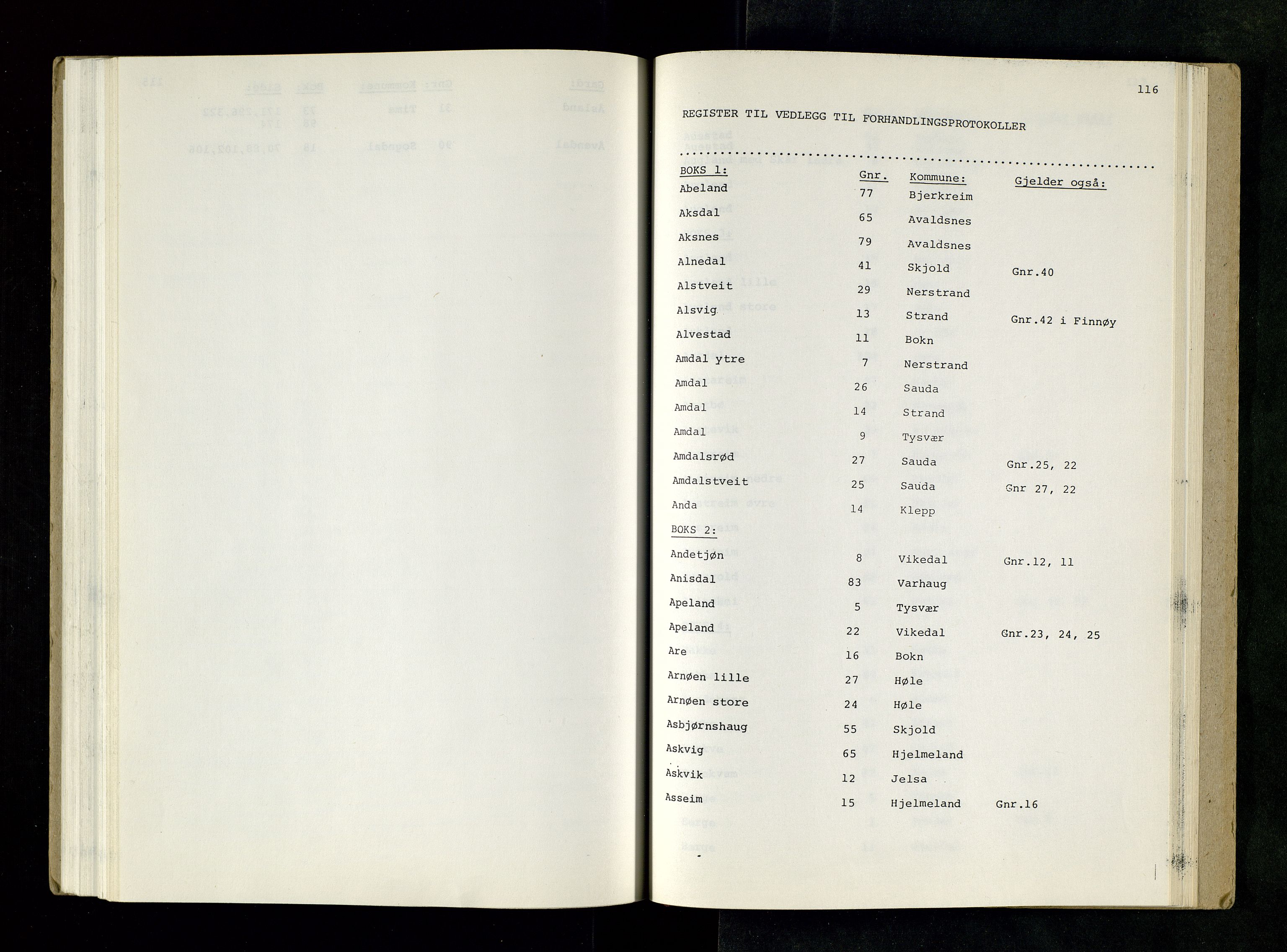 Rogaland jordskifterett, SAST/A-102426/Oaa/L0001: Katalog og register, 1859-1974, p. 116