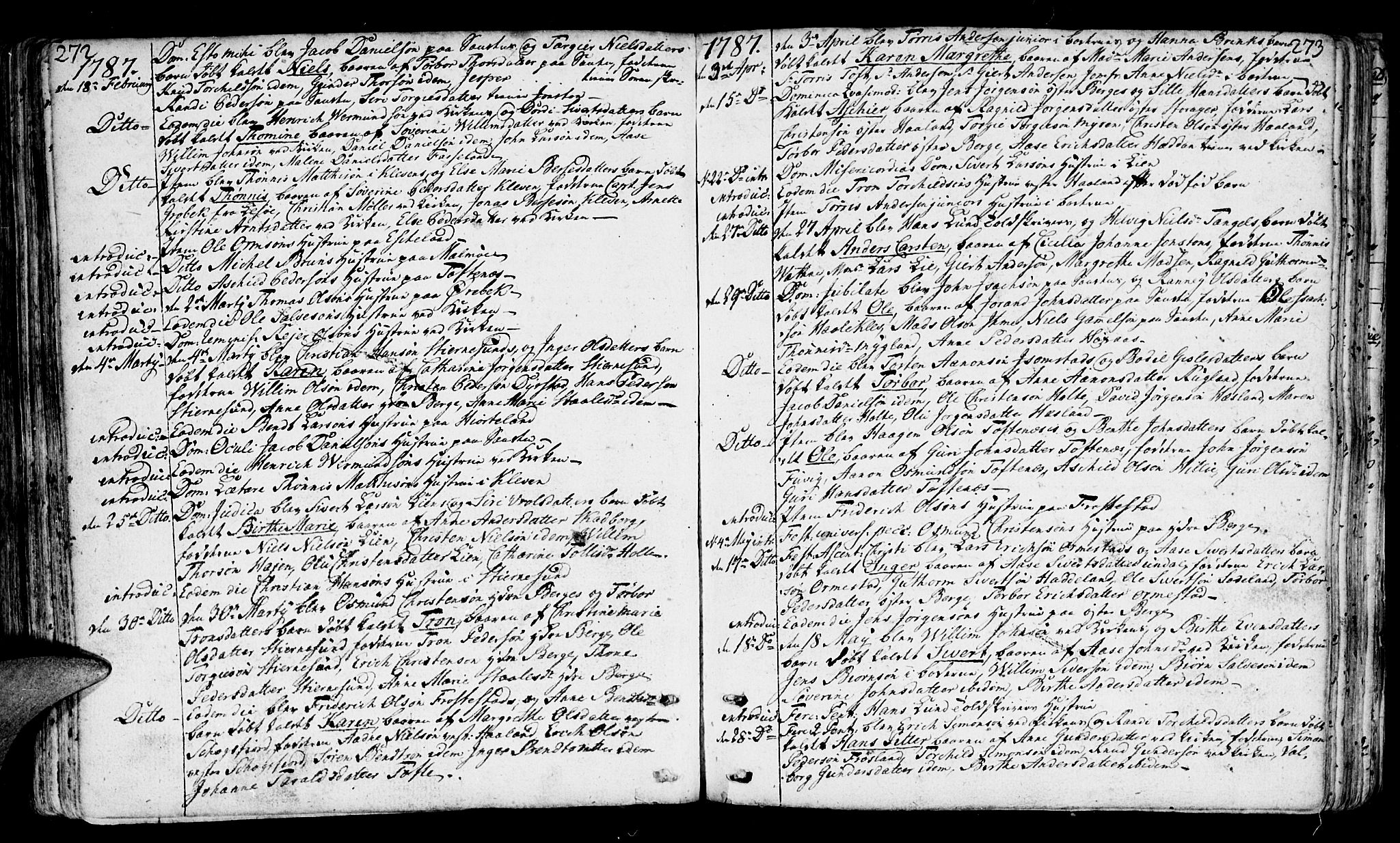 Mandal sokneprestkontor, SAK/1111-0030/F/Fa/Faa/L0003: Parish register (official) no. A 3, 1748-1794, p. 272-273