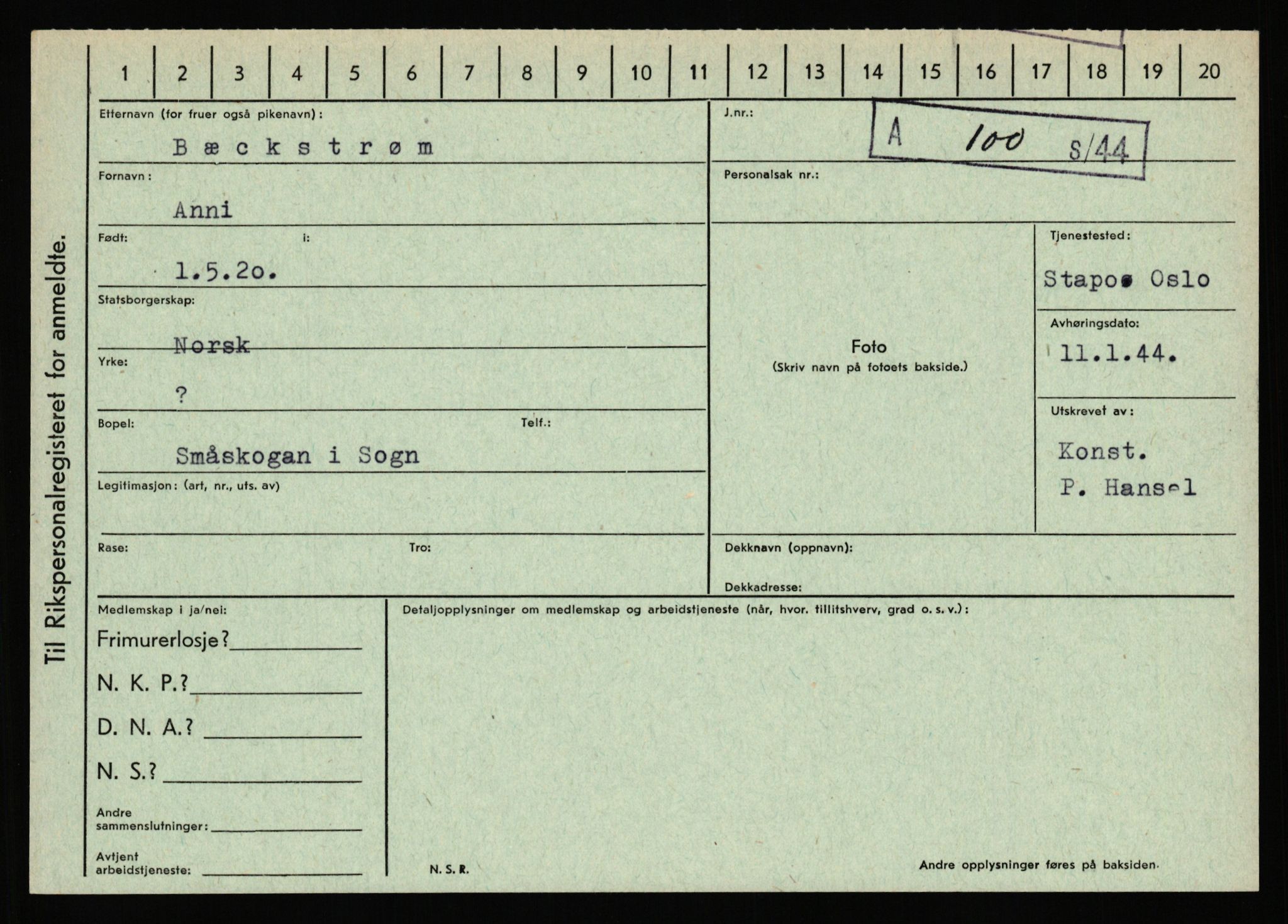 Statspolitiet - Hovedkontoret / Osloavdelingen, AV/RA-S-1329/C/Ca/L0003: Brechan - Eichinger	, 1943-1945, p. 1317