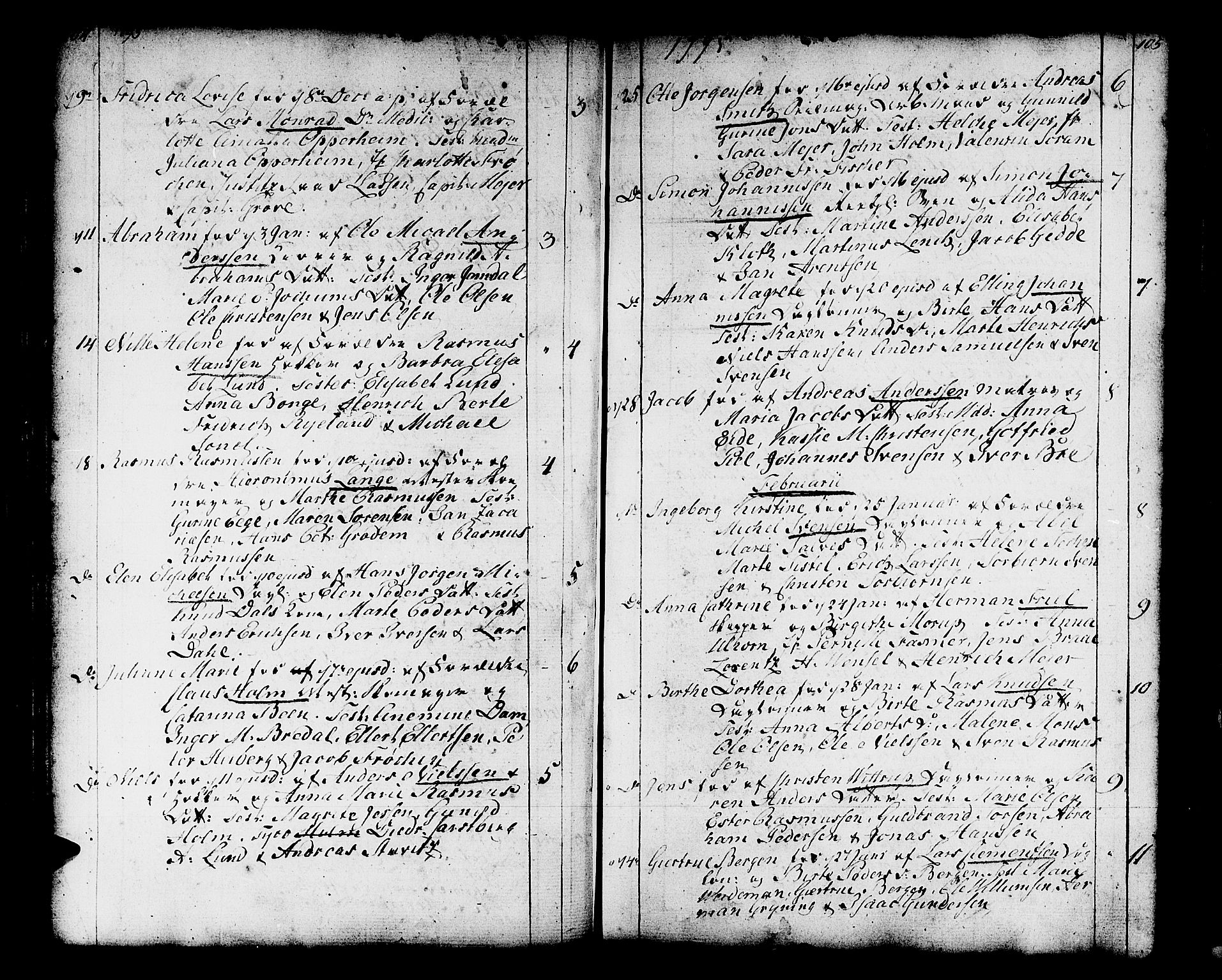 Domkirken sokneprestembete, SAB/A-74801/H/Haa/L0004: Parish register (official) no. A 4, 1763-1820, p. 104-105