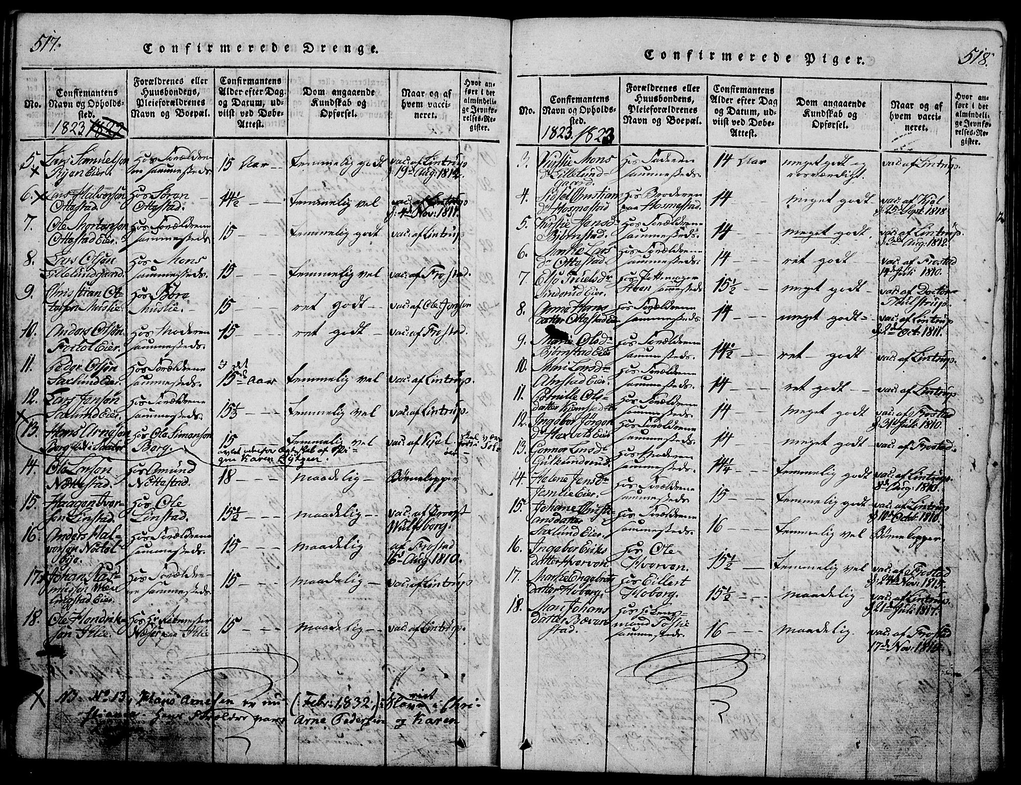 Stange prestekontor, SAH/PREST-002/K/L0008: Parish register (official) no. 8, 1814-1825, p. 517-518