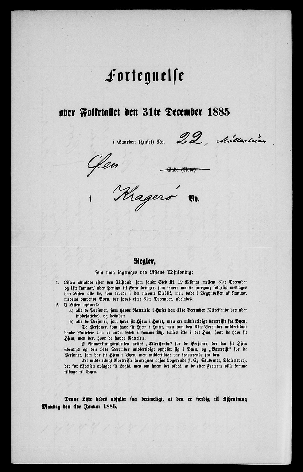 SAKO, 1885 census for 0801 Kragerø, 1885, p. 503