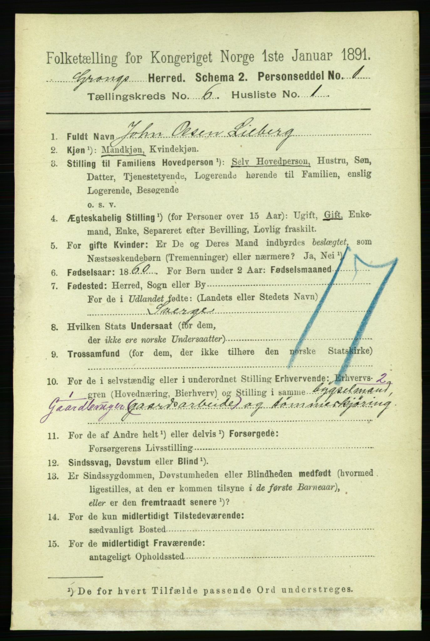 RA, 1891 census for 1742 Grong, 1891, p. 2332