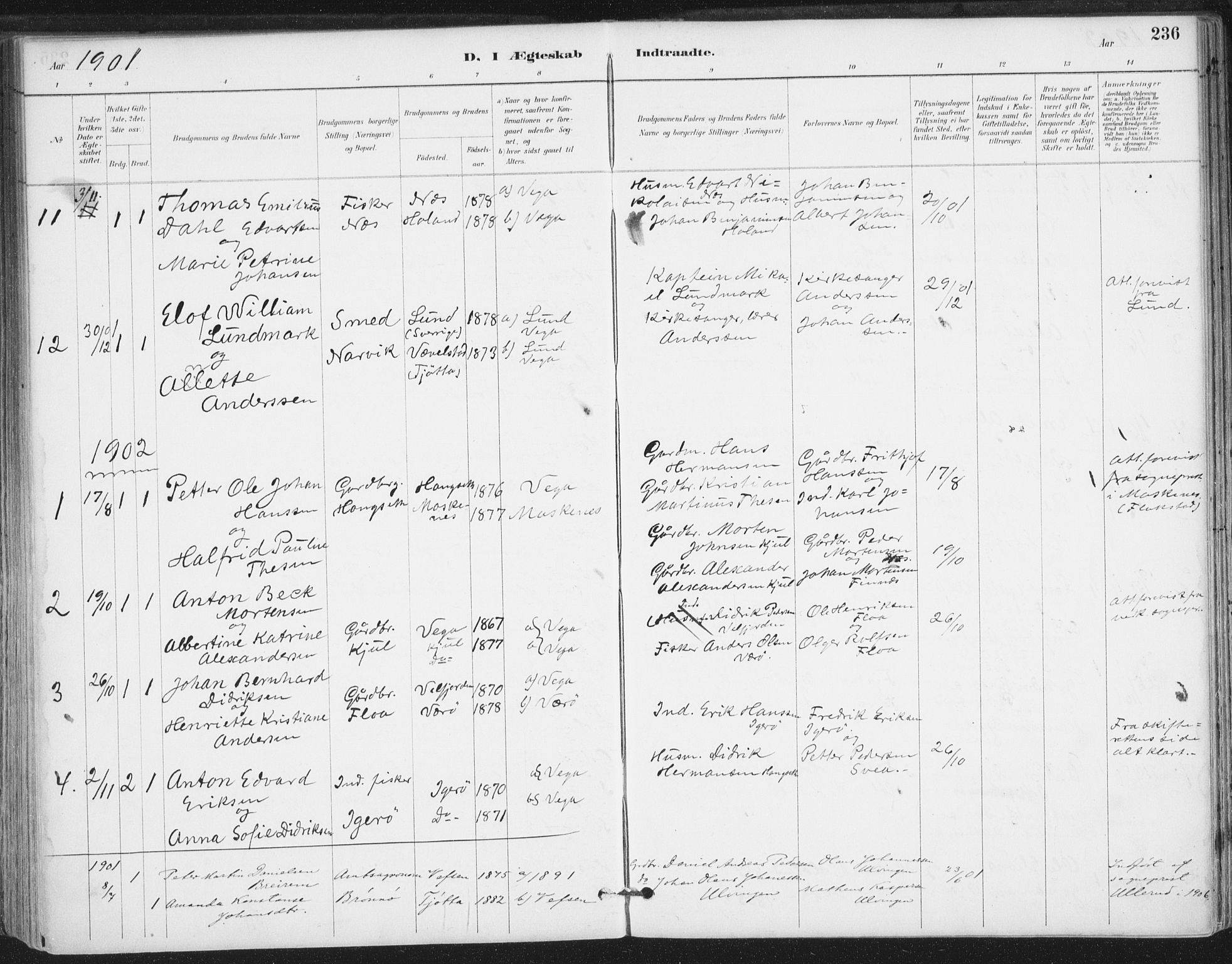 Ministerialprotokoller, klokkerbøker og fødselsregistre - Nordland, AV/SAT-A-1459/816/L0244: Parish register (official) no. 816A10, 1886-1903, p. 236