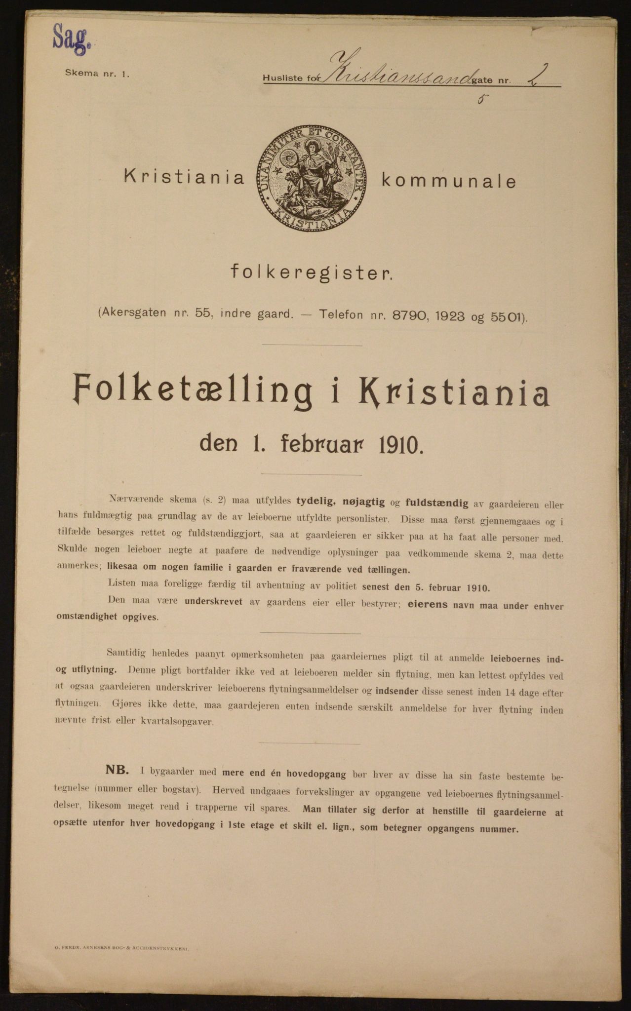 OBA, Municipal Census 1910 for Kristiania, 1910, p. 52632